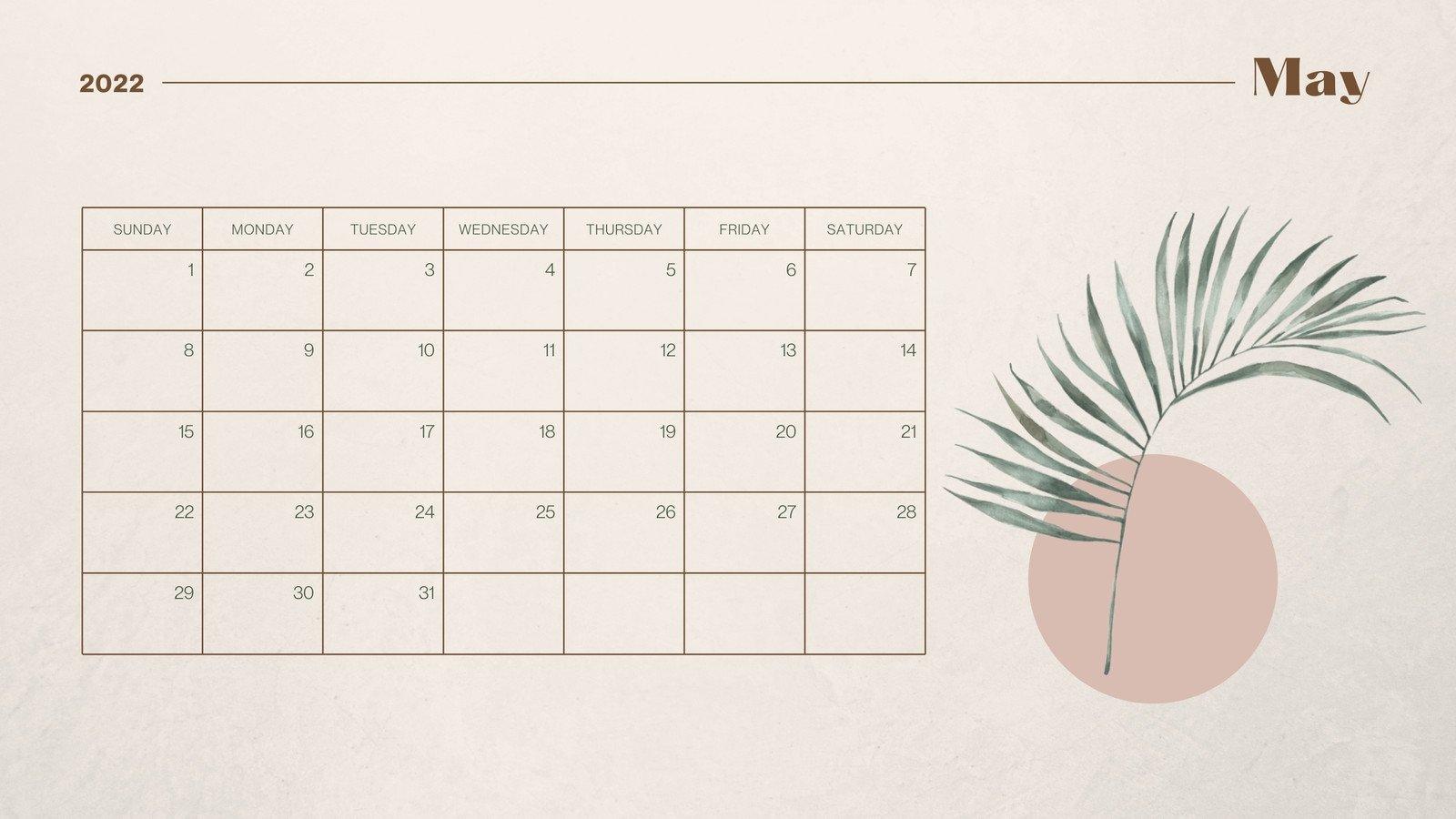 1600x900 printable, customizable monthly calendar templates