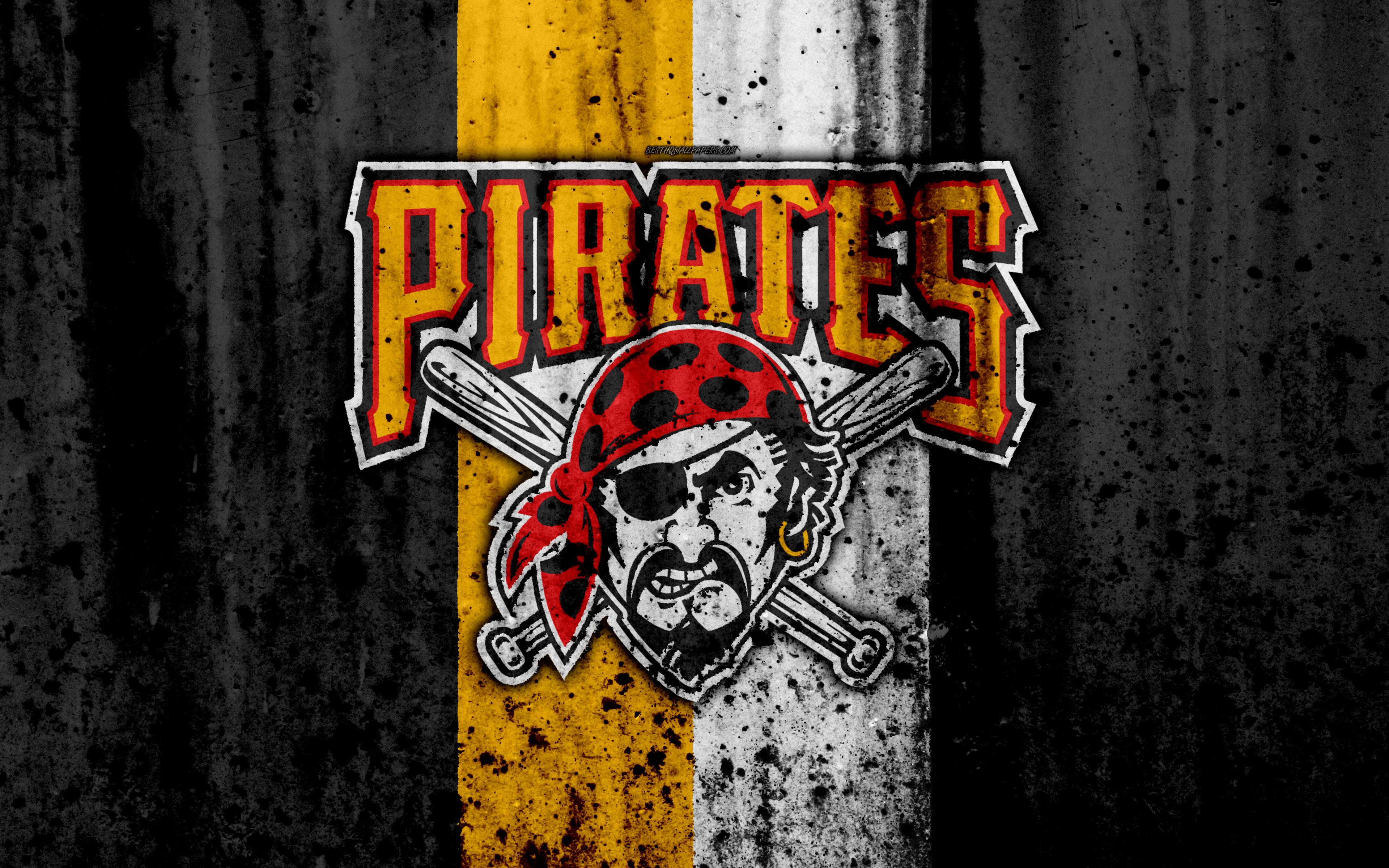 3840x2400 Download wallpaper 4k, Pittsburgh Pirates, grunge, baseball club, MLB, America, USA, Major League Baseball, stone texture, baseball for desktop with resolution 3840x2400. High Quality HD picture wallpaper