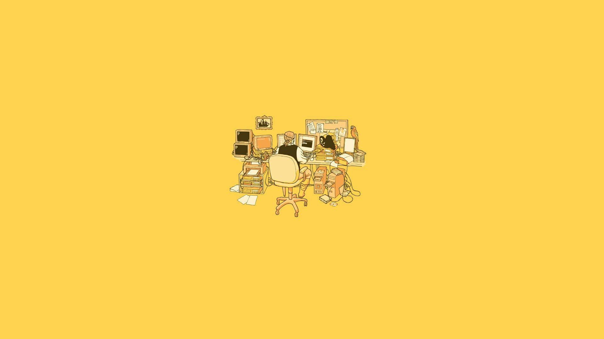 1920x1080 Yellow Minimalist Wallpaper HD 4K