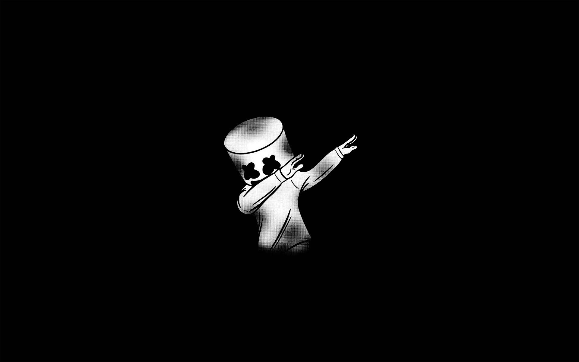 1920x1200 Download wallpaper Marshmello, minimal, american DJ, black background, Christopher Comstock, superstars, creative, DJ Marshmello, DJs, Marshmello minimalism for desktop with resolution 1920x1200. High Quality HD picture wallpaper