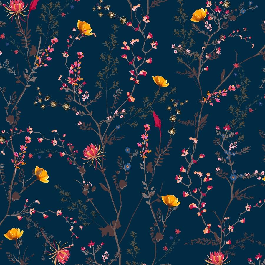 900x900 Navy Chinoiserie Wallpaper and Stick