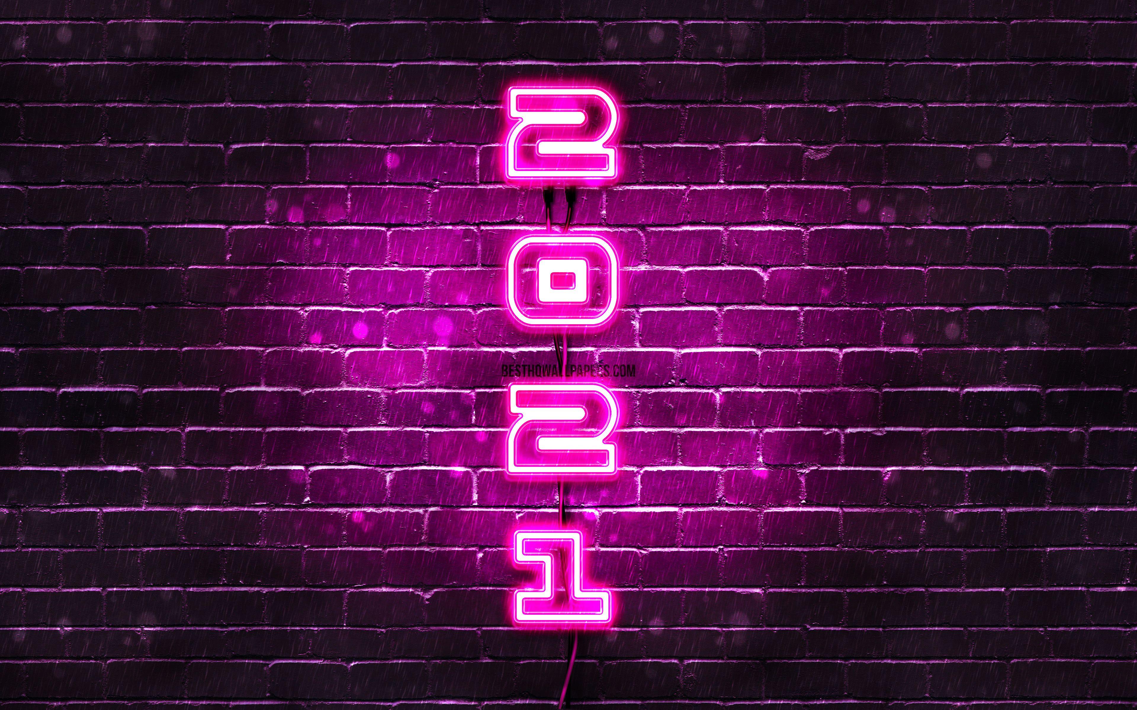 3840x2400 Happy New Year 2021 Neon Wallpaper