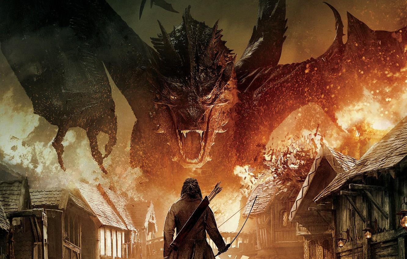 1332x850 Wallpaper dragon, The Hobbit: The Battle of the Five Armies, hobbit The hobbit: the Battle of the five armies image for desktop, section фильмы
