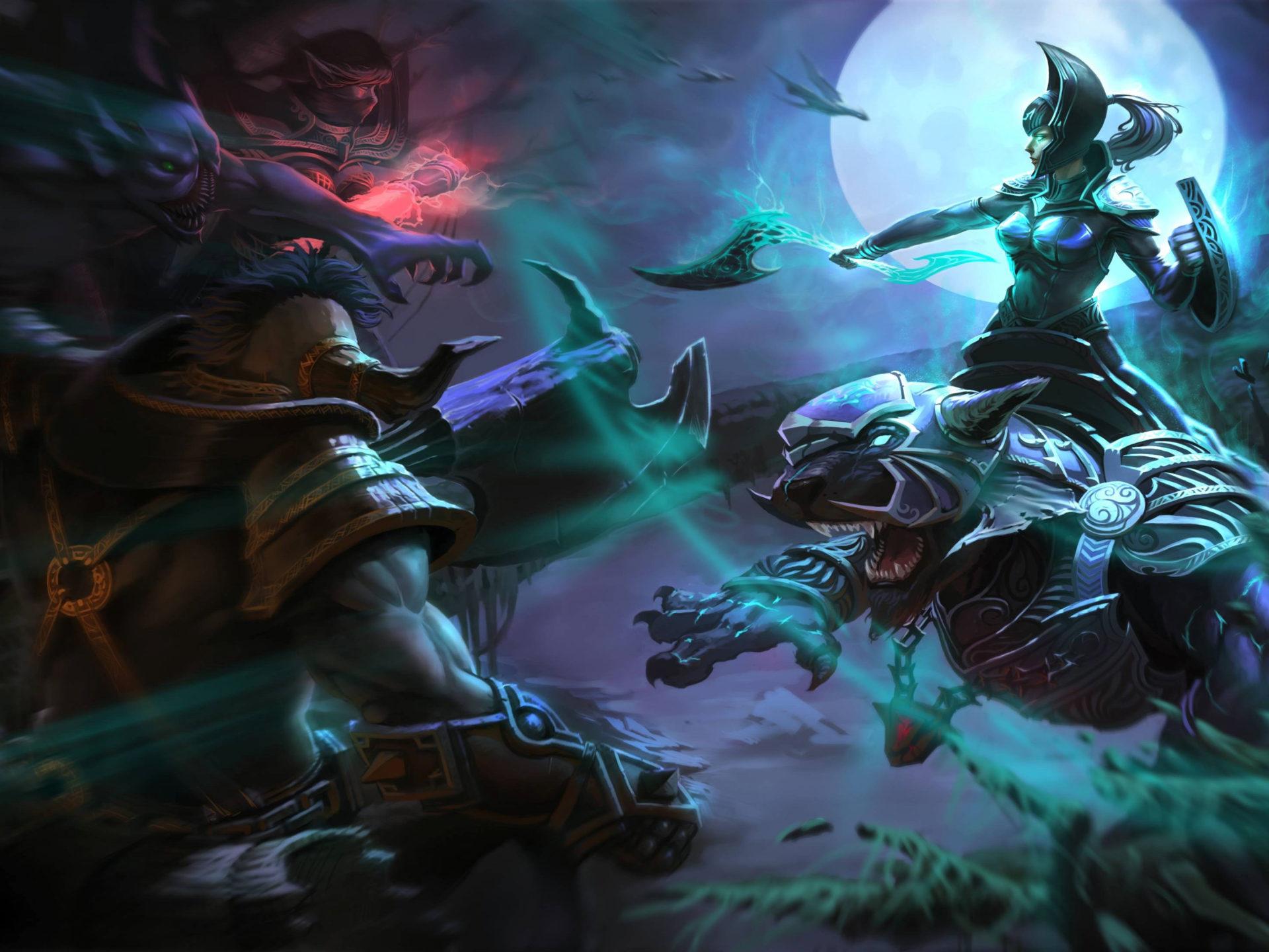 1920x1440 Night Stalker Night Battle Magic Woman Luna Dota 2 Heroes Game Wallpaper HD For Deskx2193 :