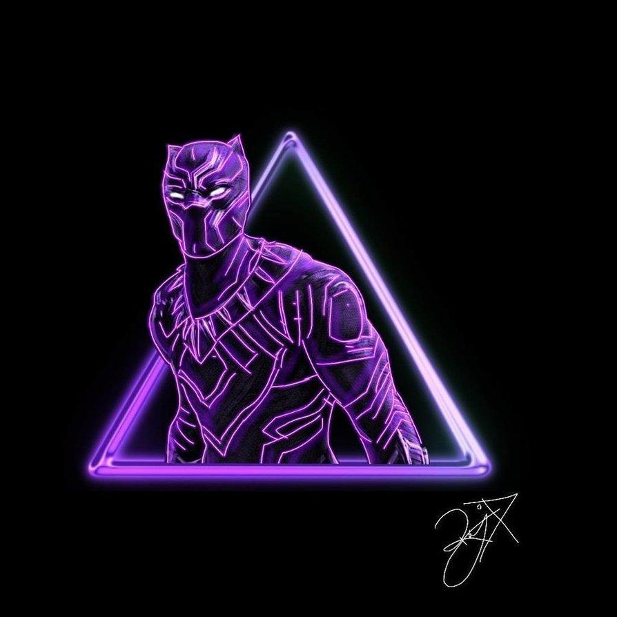 894x894 Neon Black Panther DP Image Wallpaper Loader
