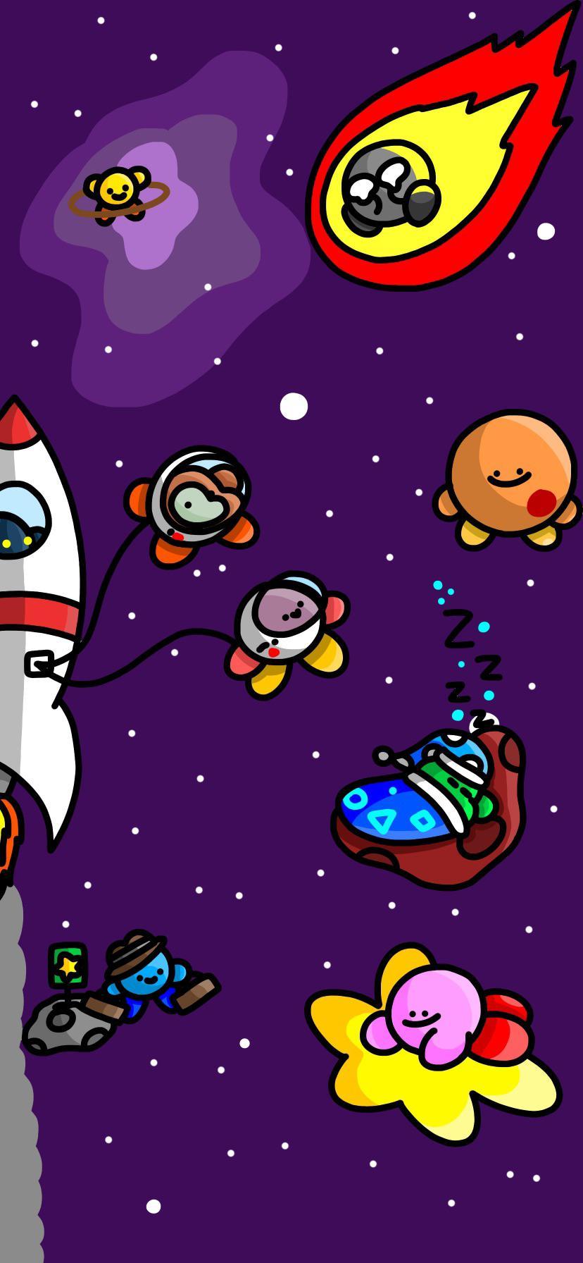 828x1792 I made a Kirby phone wallpaper. Kirby in space