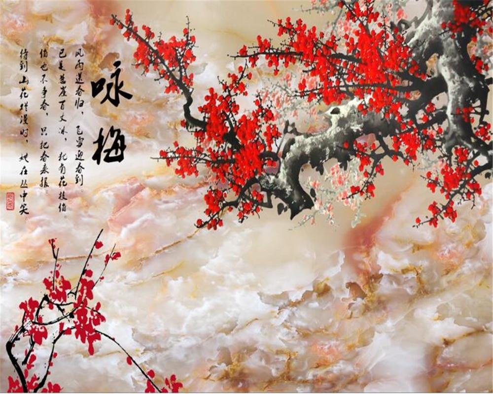 1000x800 Beibehang 3D Wallpaper HD Marble Plum Blossom TV Background Wall Living Room Bedroom wallpaper for walls 3 d papel de parede. 3D wallpaper. wallpaper for wallswallpaper HD
