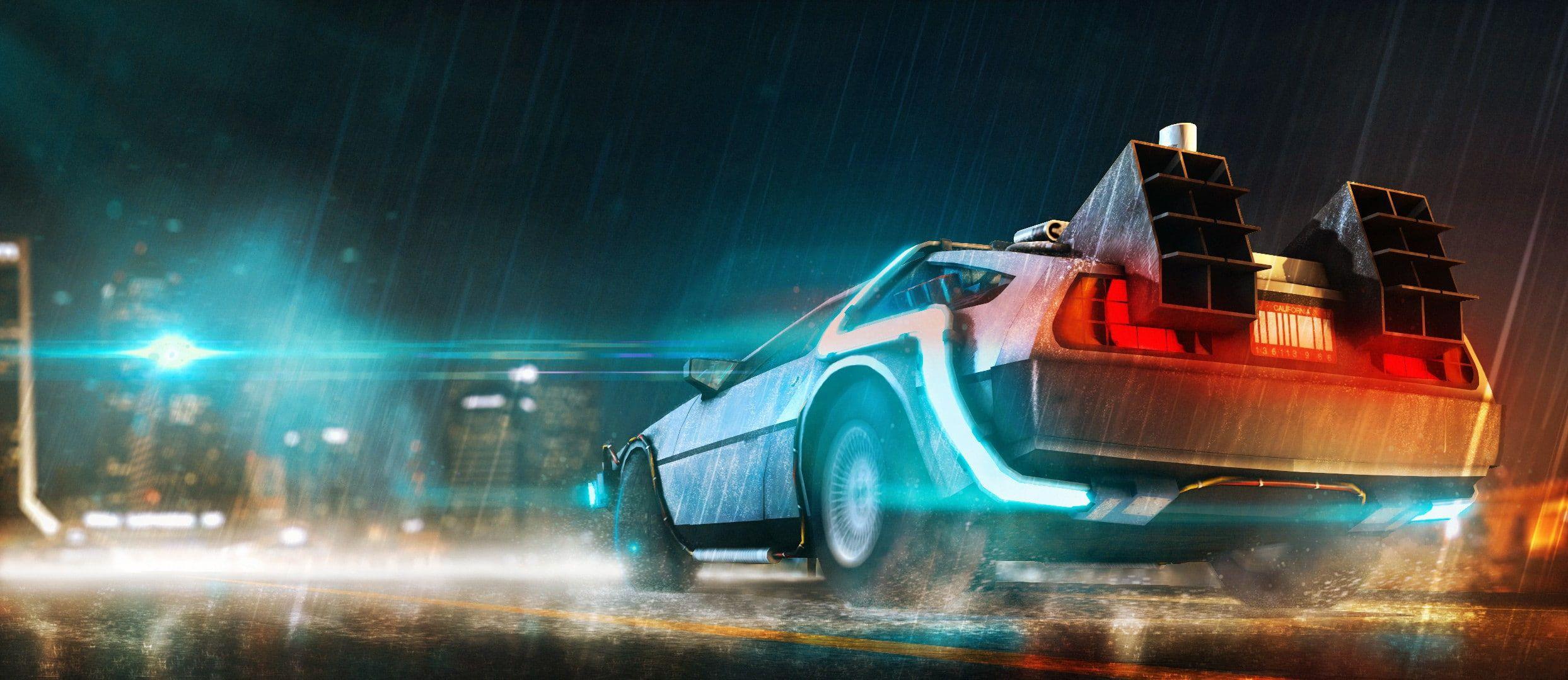 2487x1080 Back to the Future, movie, back to the future delorean illustration Back to the Future #delorean #dmc #c. Back to the future, Dual monitor wallpaper, HD wallpaper