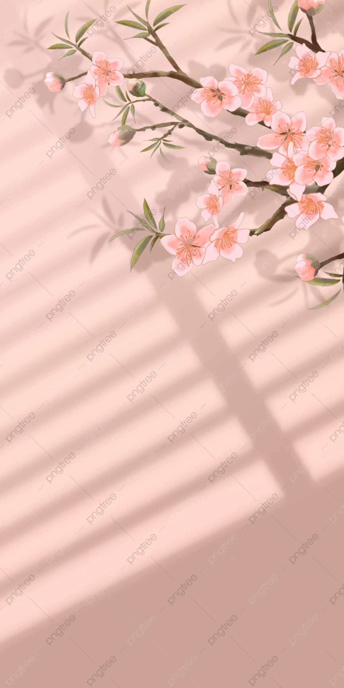 1200x2397 Flower And Shadow Pink Plum Blossom Decorative Background Wallpaper Image For Free Download