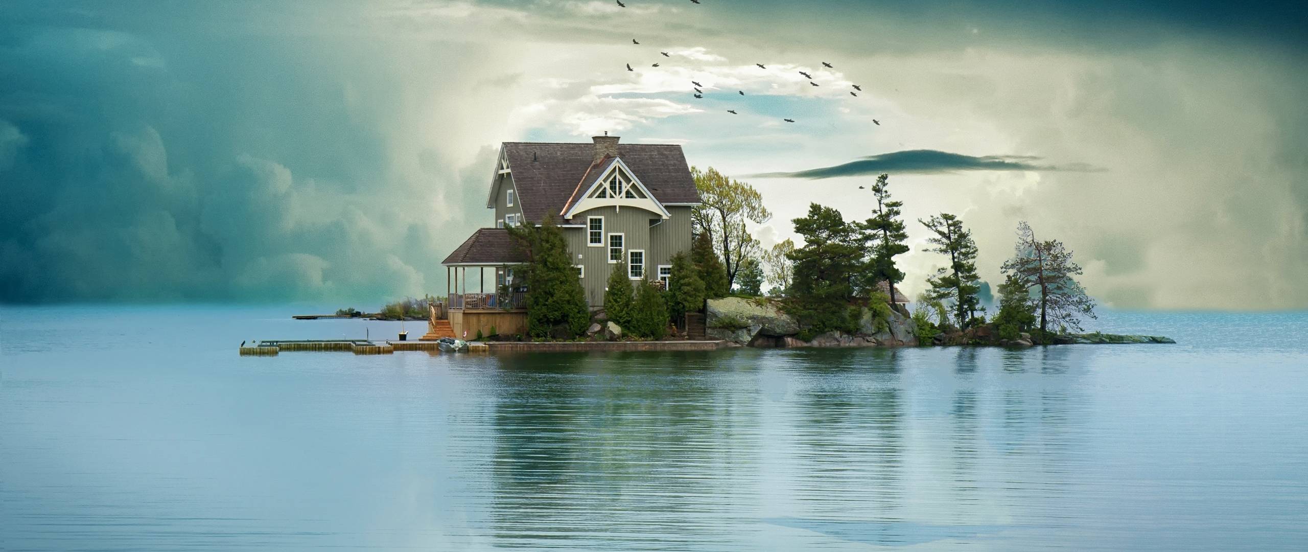 2560x1080 Ocean Beach House 4K 2560x1080 Resolution Wallpaper, HD Other 4K Wallpaper, Image, Photo and Background