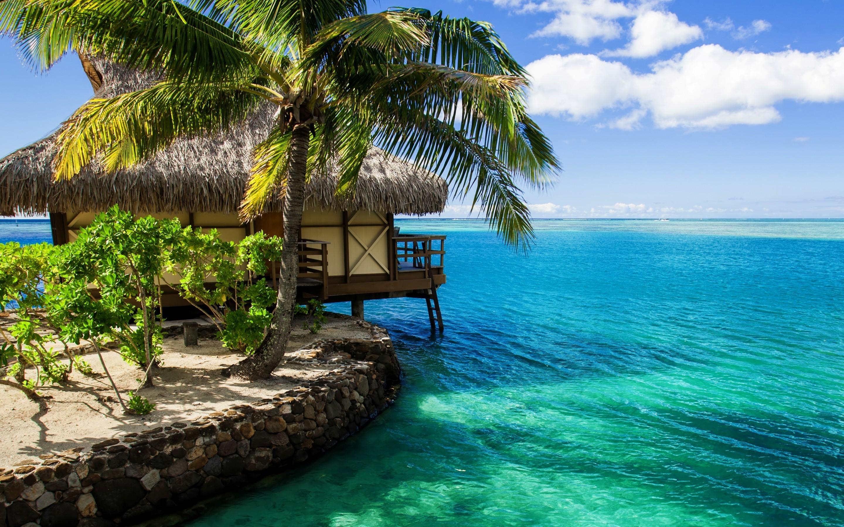 2880x1800 Beach House Maldives HD Wallpaper