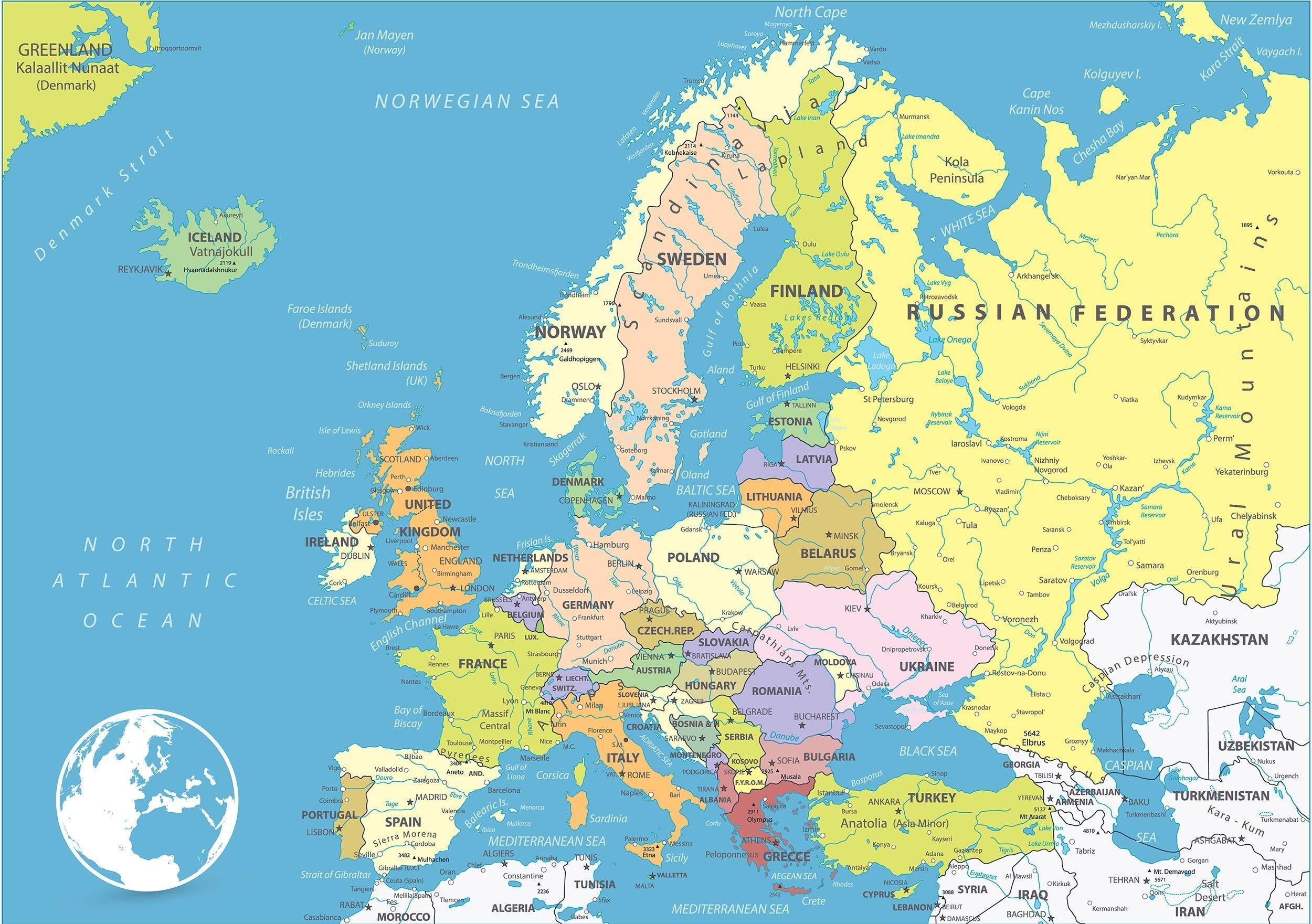 2500x1761 Map Of Europe Wallpaper