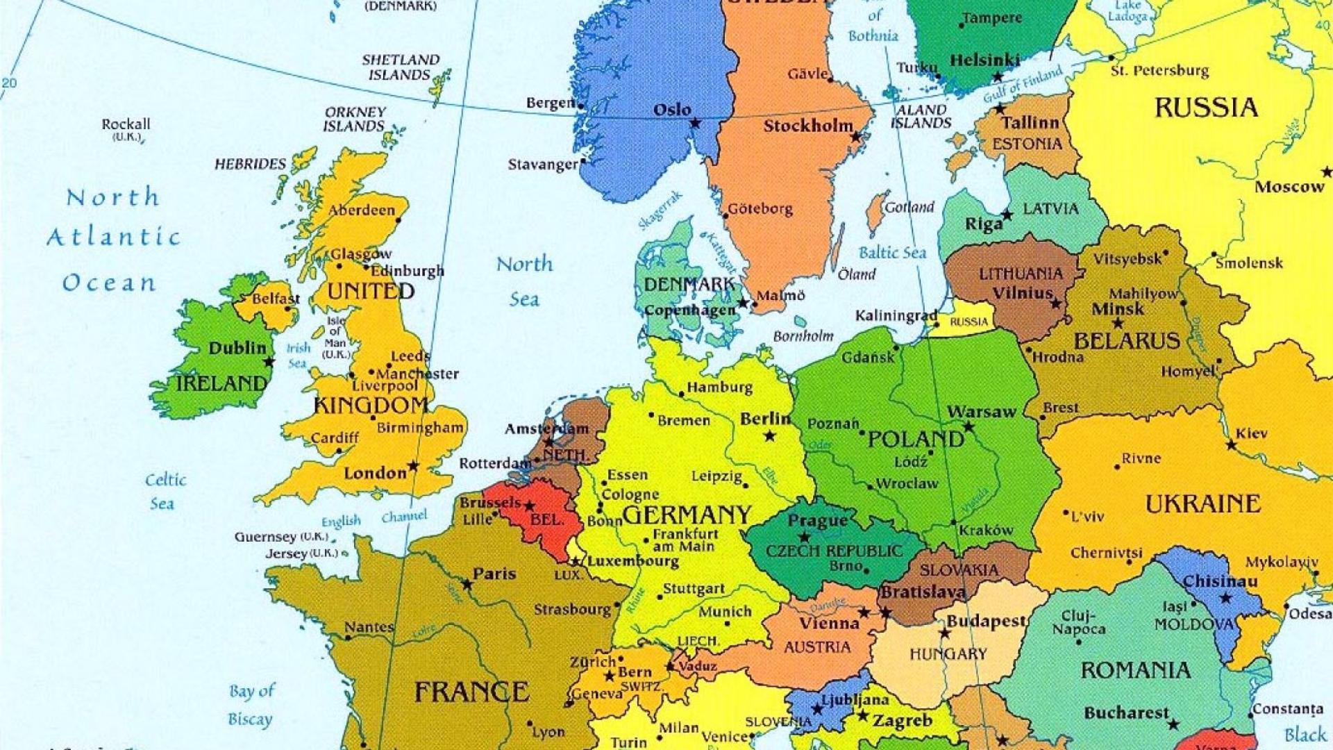 1920x1080 Map of Europe Wallpaper