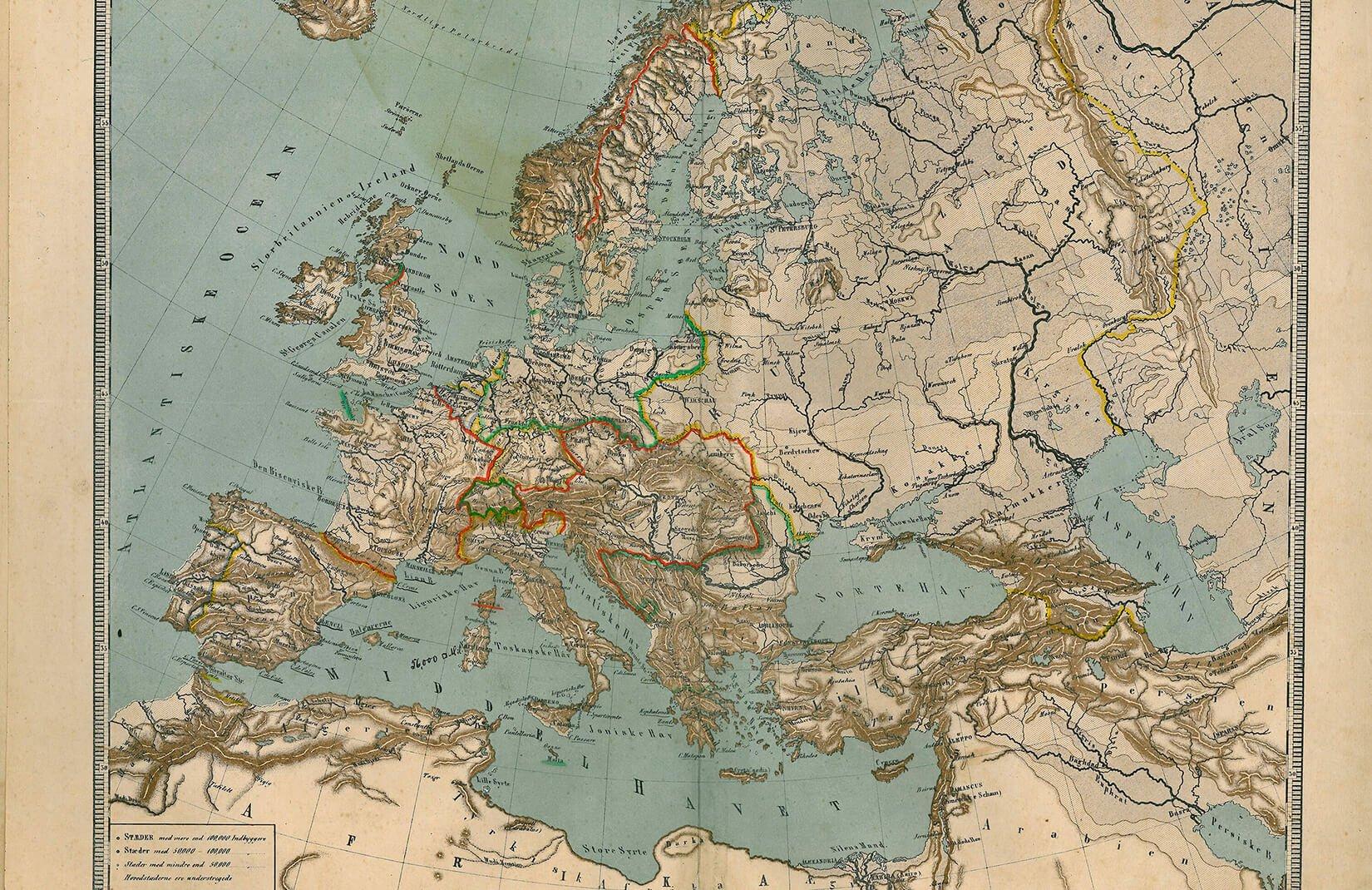 1650x1070 Antique Map of Europe Wallpaper Mural