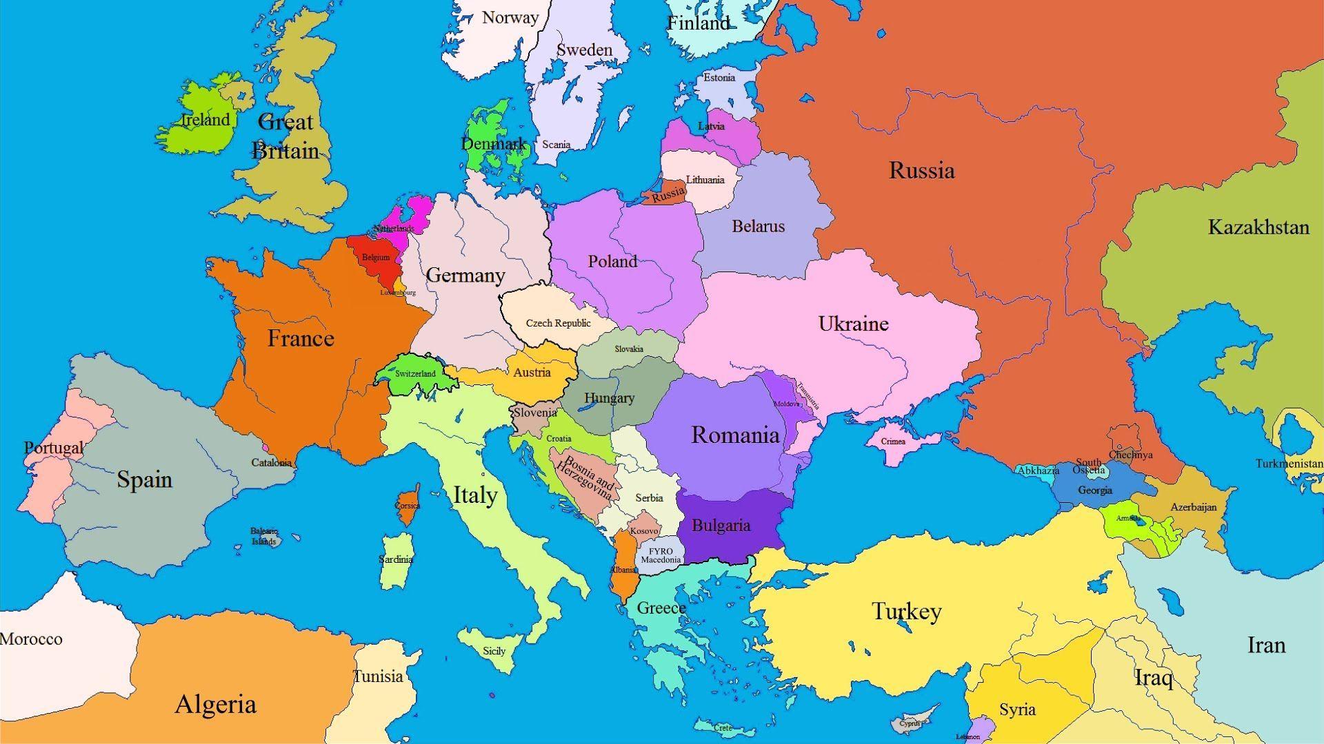1920x1080 Map Of Europe Wallpaper