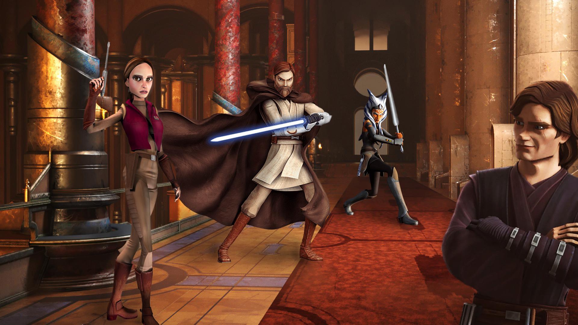 1920x1080 Anakin being useless, as always Clone Wars Wallpaper 1920x1080 [Semi OC] (Multiple image sources, likely from original screenshots. Edited in photohop by me) (Named by kiddo, don't hate me lol)