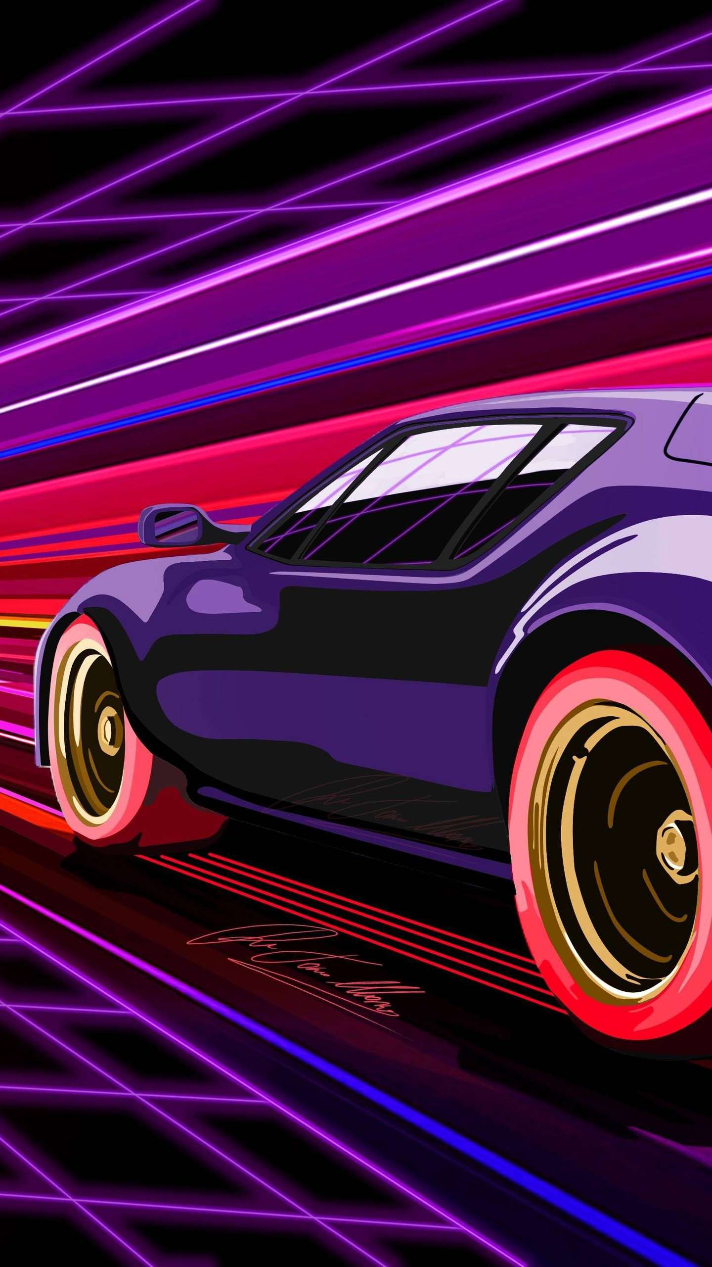 1440x2560 Purple Beauty Retro Car IPhone Wallpaper Wallpaper : iPhone Wallpaper