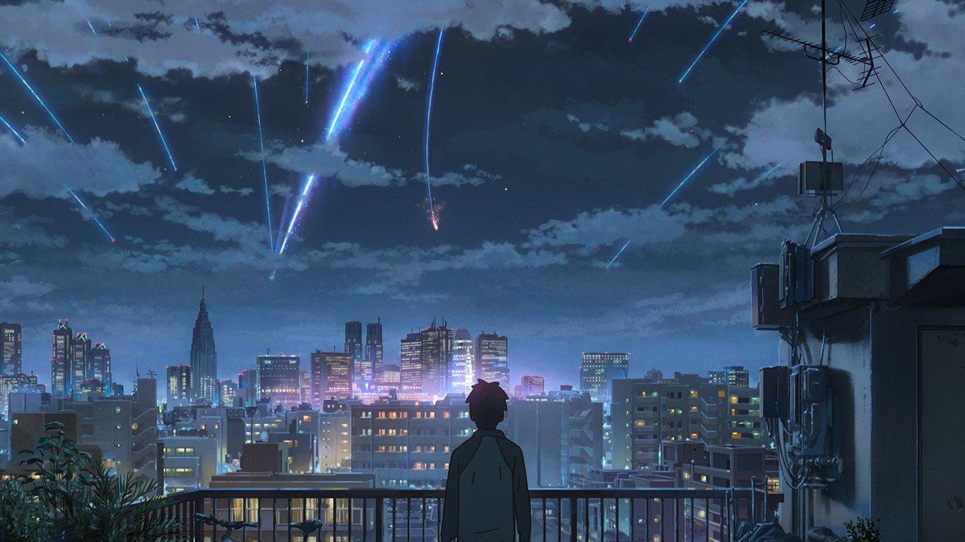 1366x768 wallpaper for desktop, laptop. yourname night anime sky illustration art
