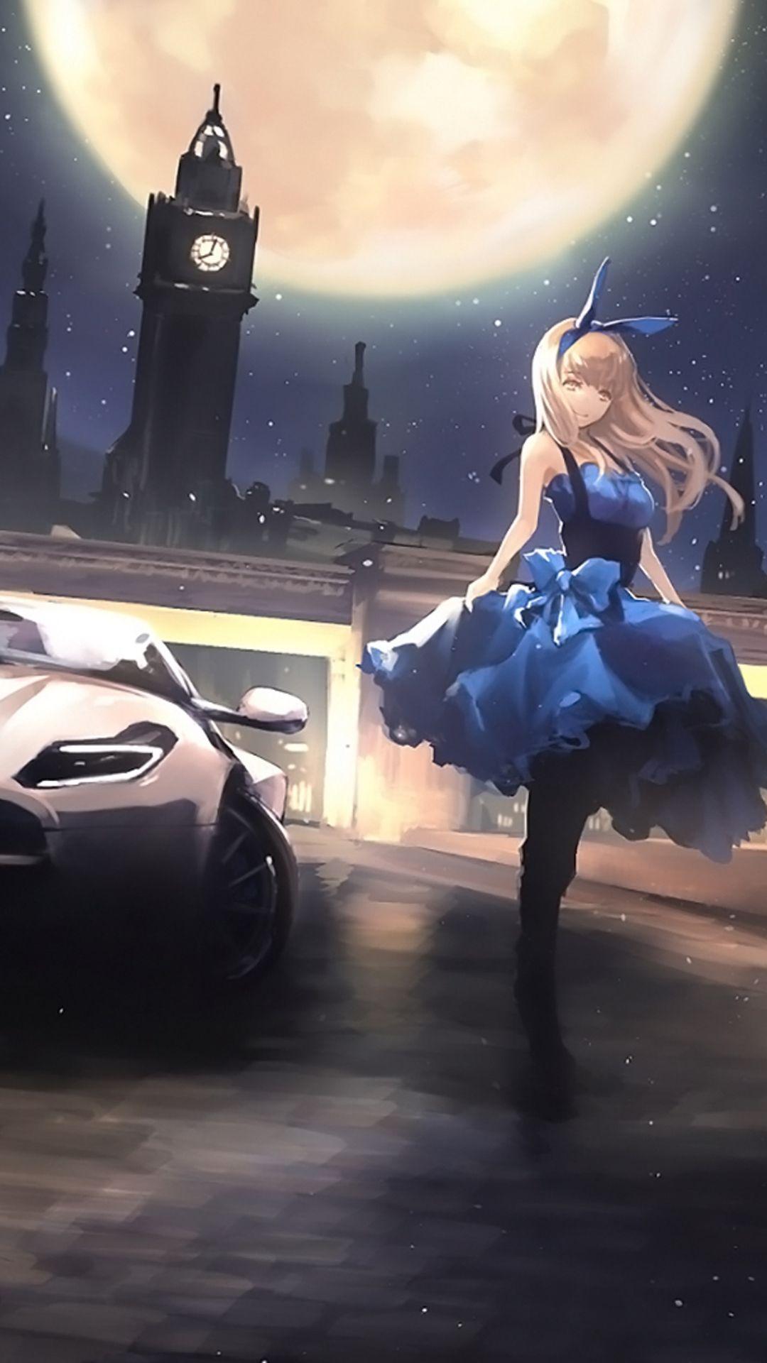 1080x1920 Anime Car And Blonde Girl Gangster iPhone 6s, 6 Plus