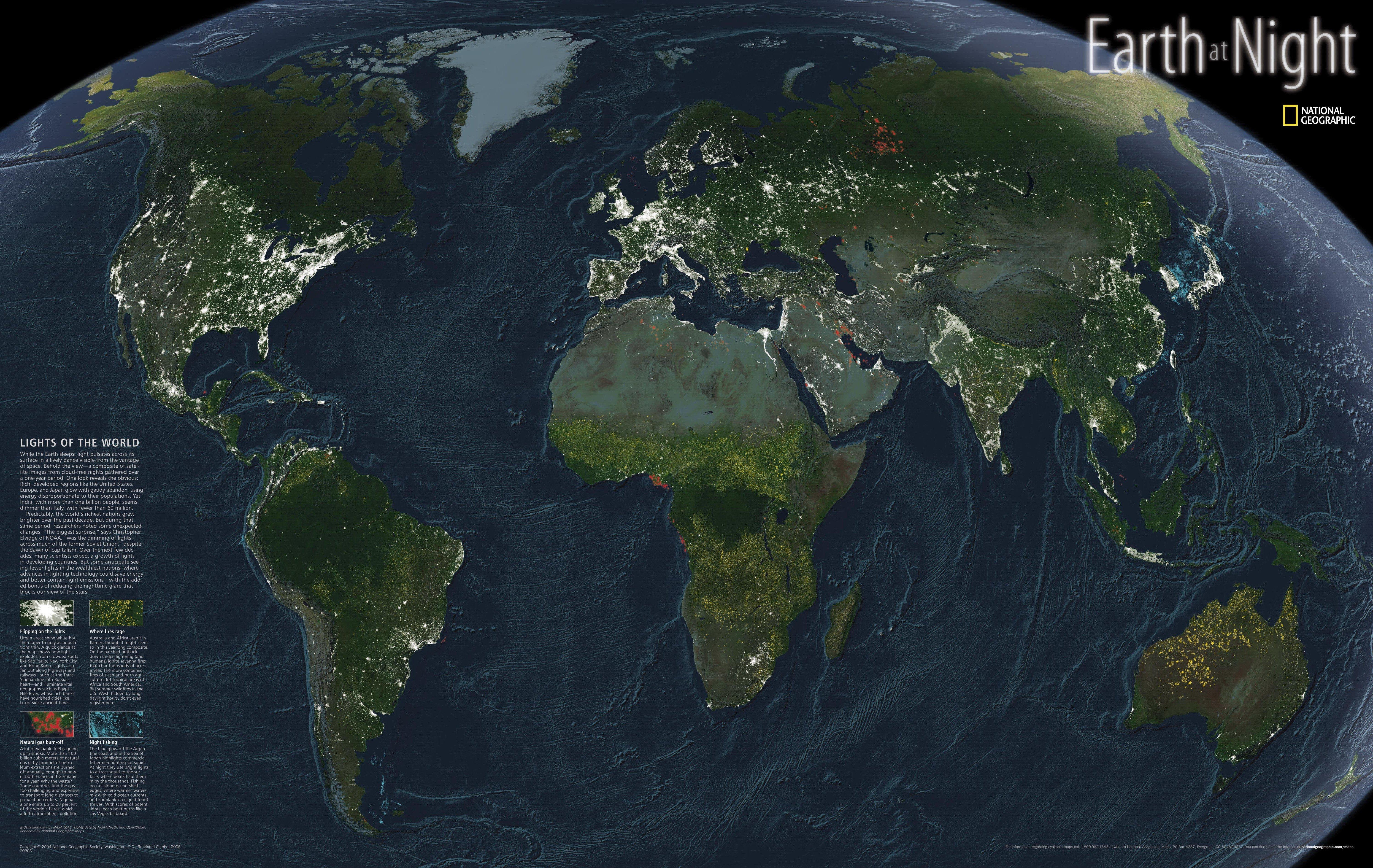 6000x3794 Earth, National Geographic, Information, Lights, Night, Map HD Wallpaper / Desktop and Mobile Image & Photo