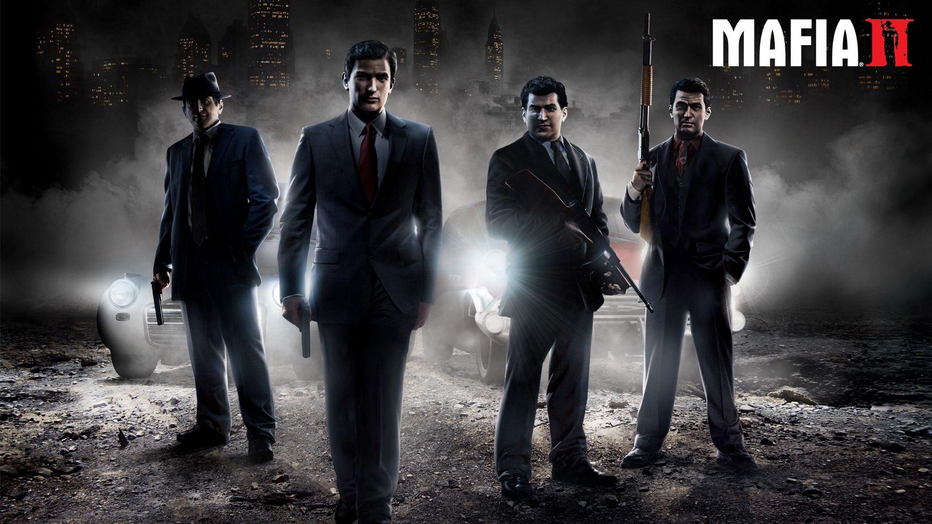1920x1080 Download wallpaper 1920x1080 mafia gun, car, smoke, night full HD