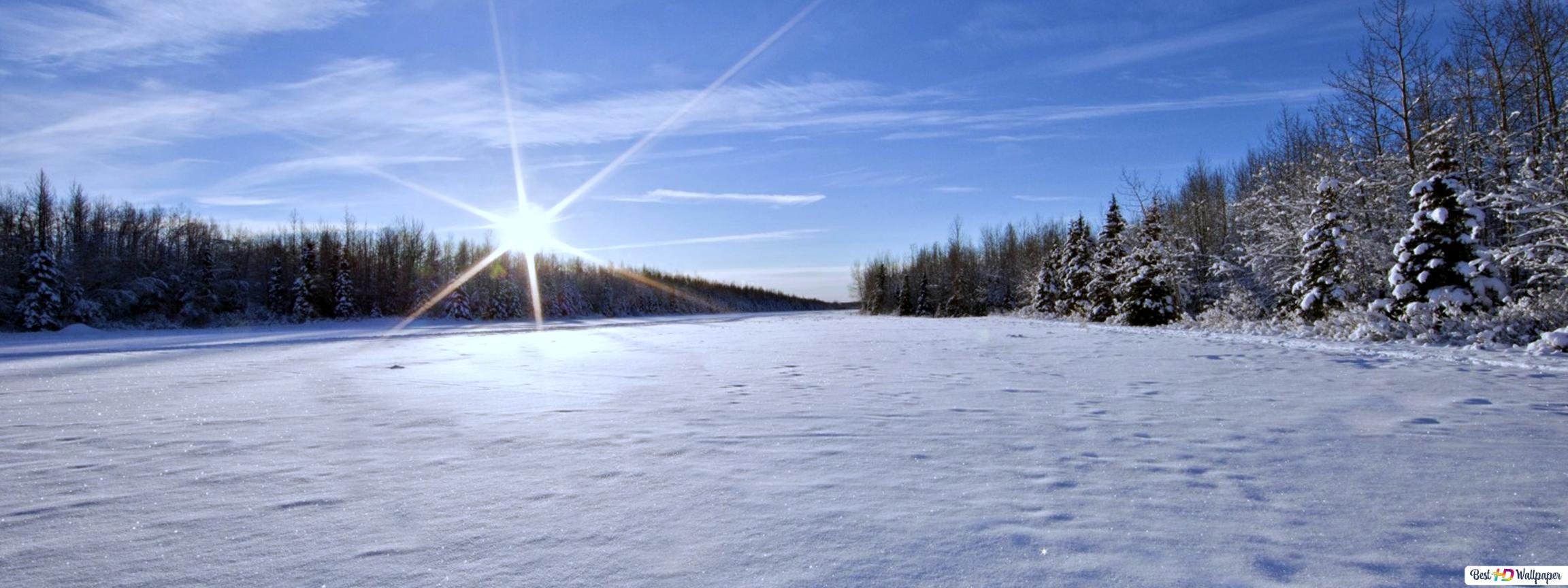 2304x864 Sunny Winter HD wallpaper download