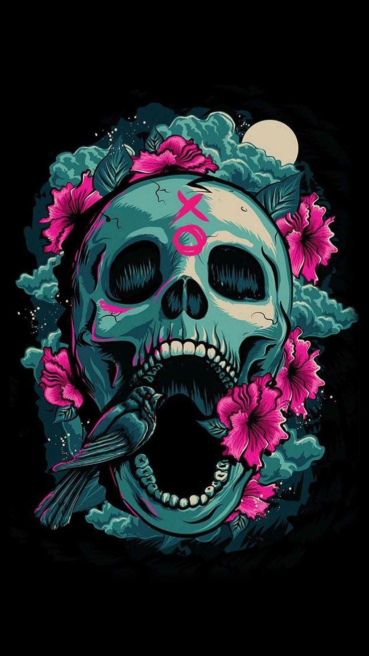736x1307 ultra HD skull wallpaper de parede caveira, Arte com caveira, Arte com caveiras