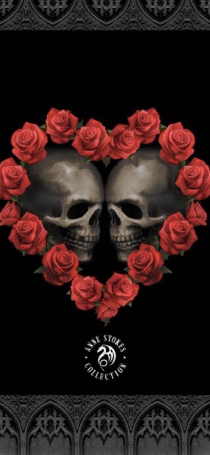 736x1593 Anne Stokes. Skull wallpaper, Flower skull, Skull art