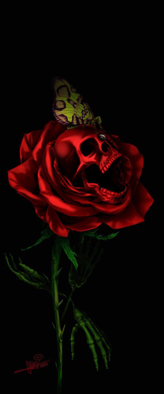 578x1381 Bloom Scream. Skull artwork, Skull rose tattoos, Skull art