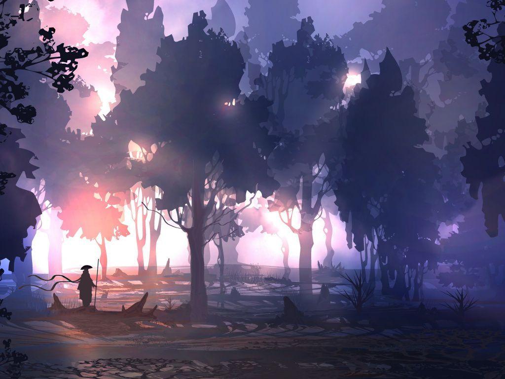 1024x768 Forest Art Wallpaper