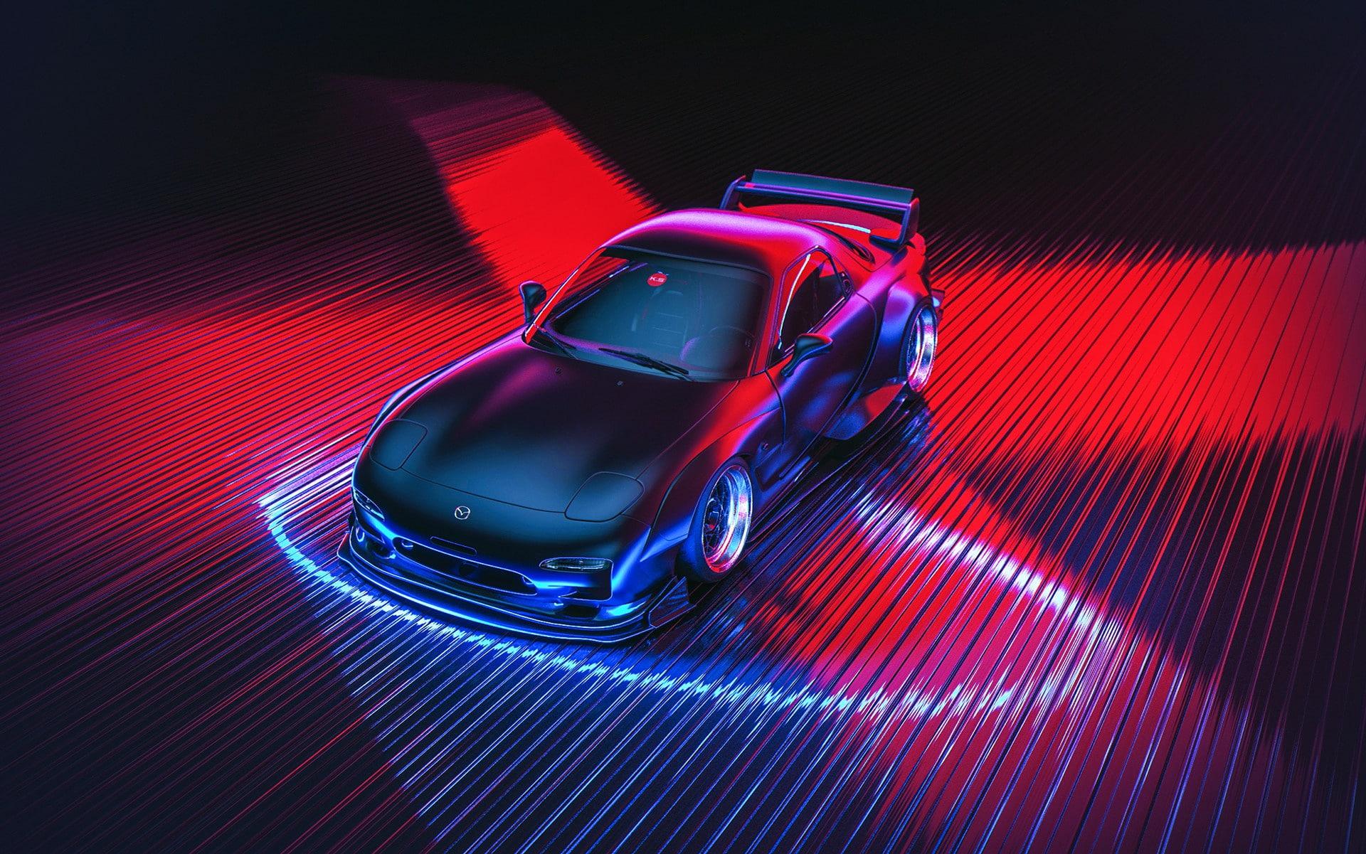 1920x1201 Auto, Figure, Neon, Machine, Mazda, Car, Art, RX- Rendering • Wallpaper For You