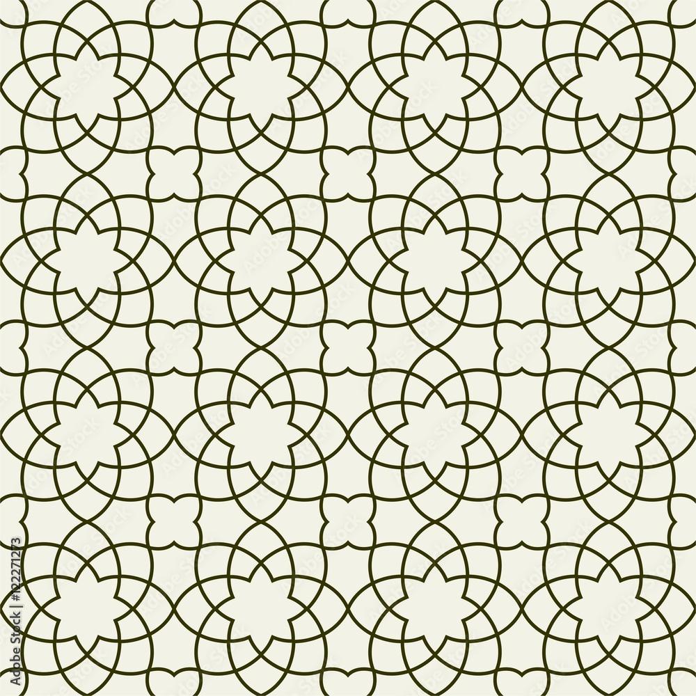 1000x1000 Gorgeous Seamless Arabic Pattern Design. Monochrome Wallpaper or Background. Stock Vector