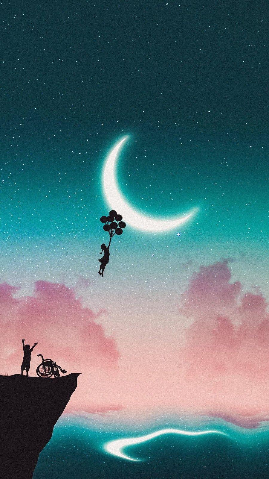900x1600 Fly to the moon. Cute wallpaper background, Art wallpaper, Moon art