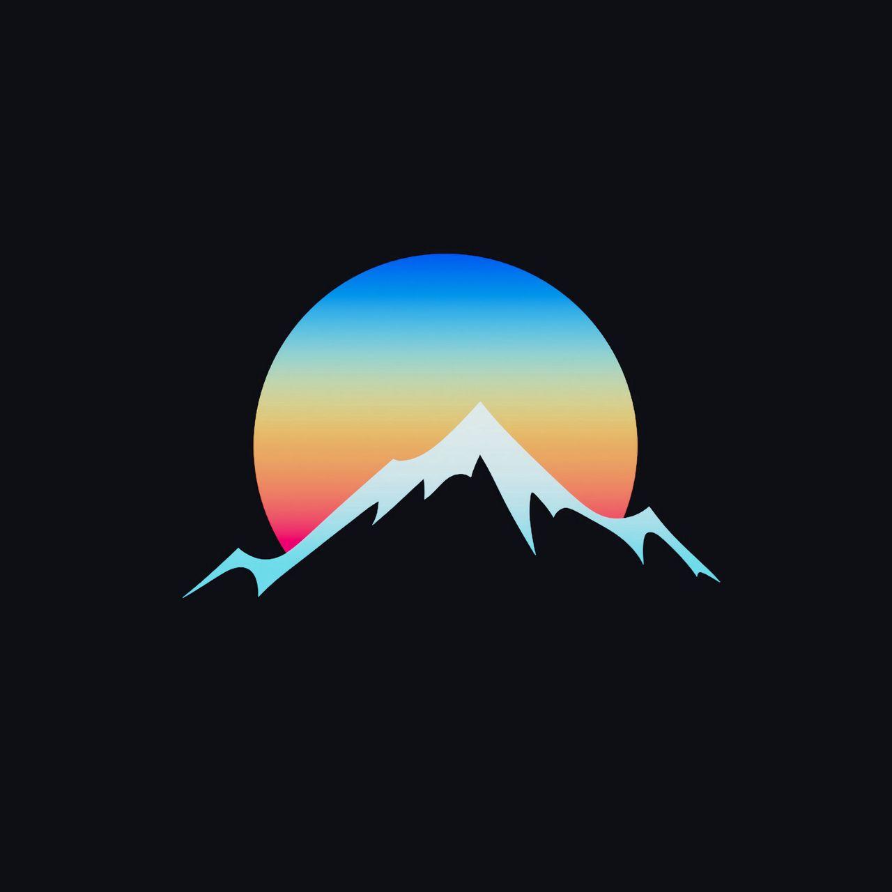 1280x1280 Download wallpaper 1280x1280 mountain, moon, art, vector, minimalism, gradient ipad, ipad ipad mini for parallax HD background