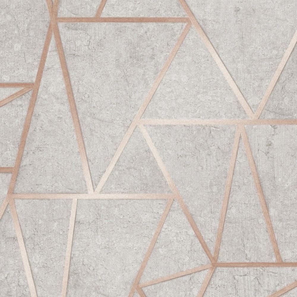 1000x1000 Metro Geometric Apex wallpaper in grey & rose gold. I Love Wallpaper