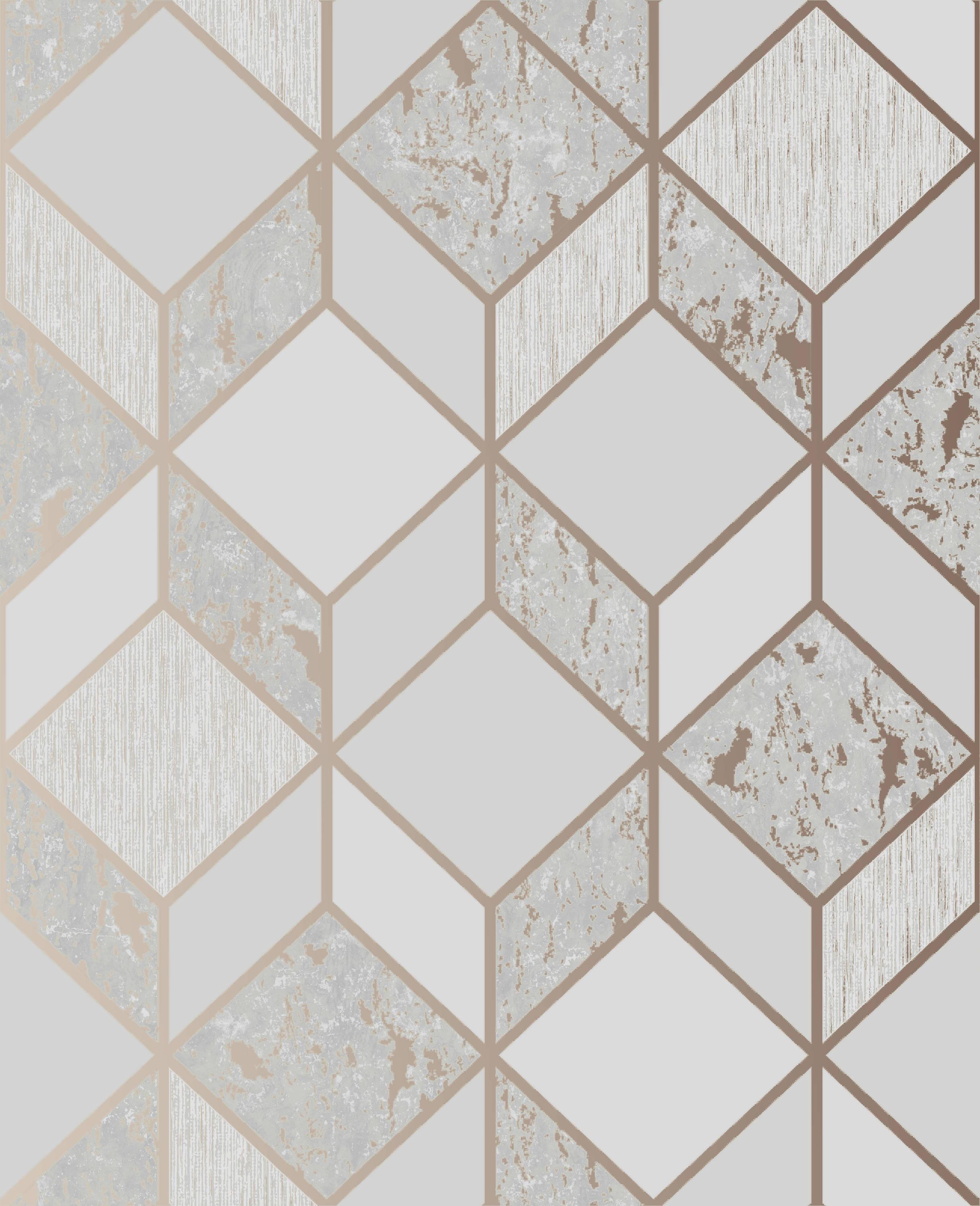 2438x3000 Superfresco Vittorio 56 Sq Ft Grey Rose Gold Paper Textured Geometric Unpasted Wallpaper In The Wallpaper Department At