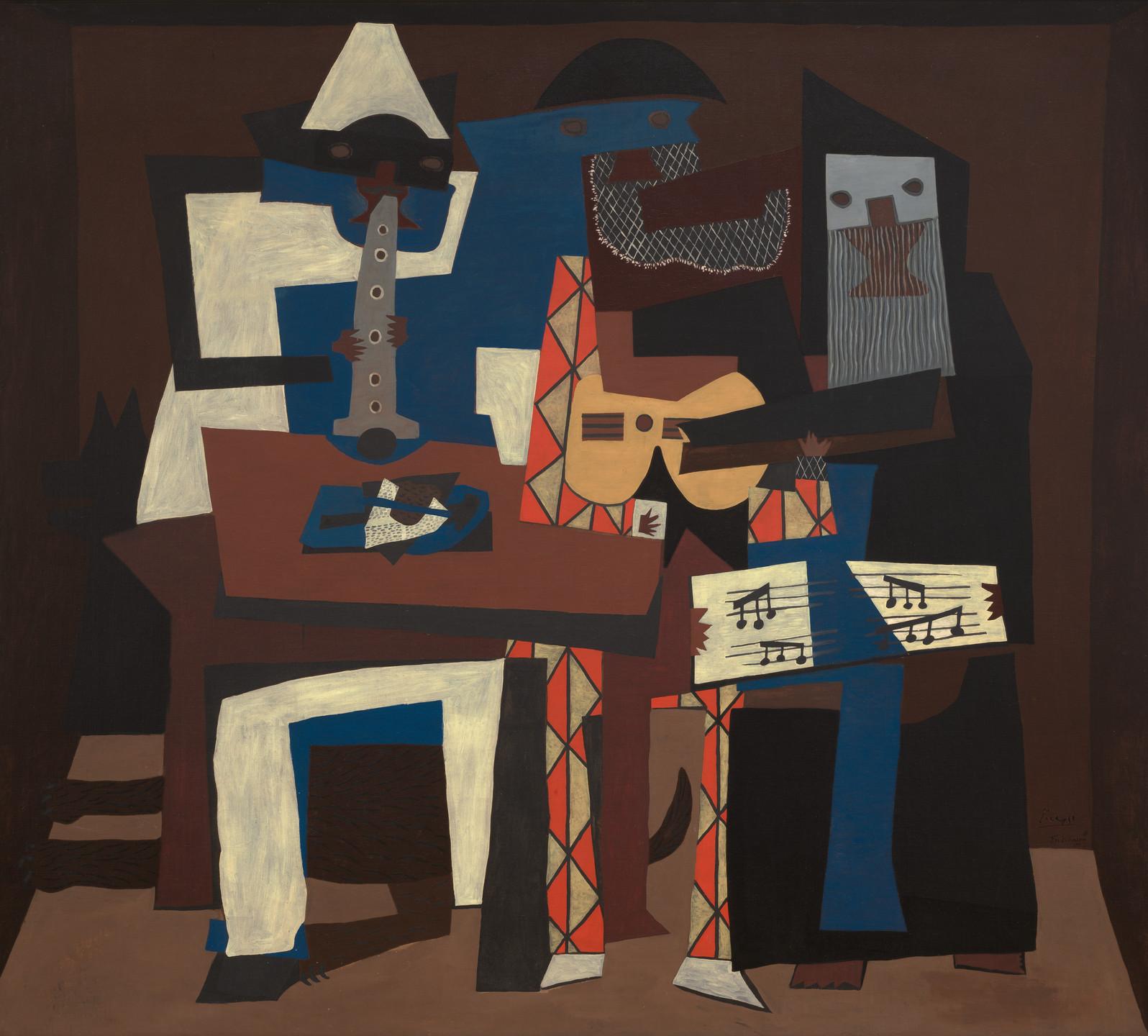 1596x1440 Pablo Picasso. Three Musicians. Fontainebleau, summer 1921