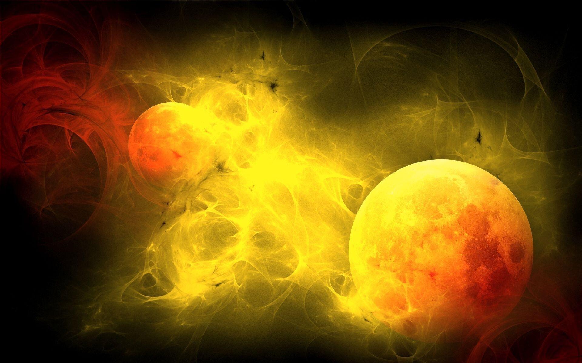 1920x1200 Yellow Theme Drawing of Planet
