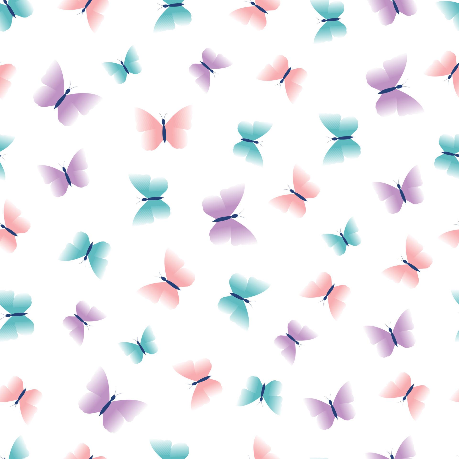 1920x1920 Seamless butterfly pattern Hand drawn cartoon animal background Design used for publications, wallpaper, fabrics, textiles Vector illustration