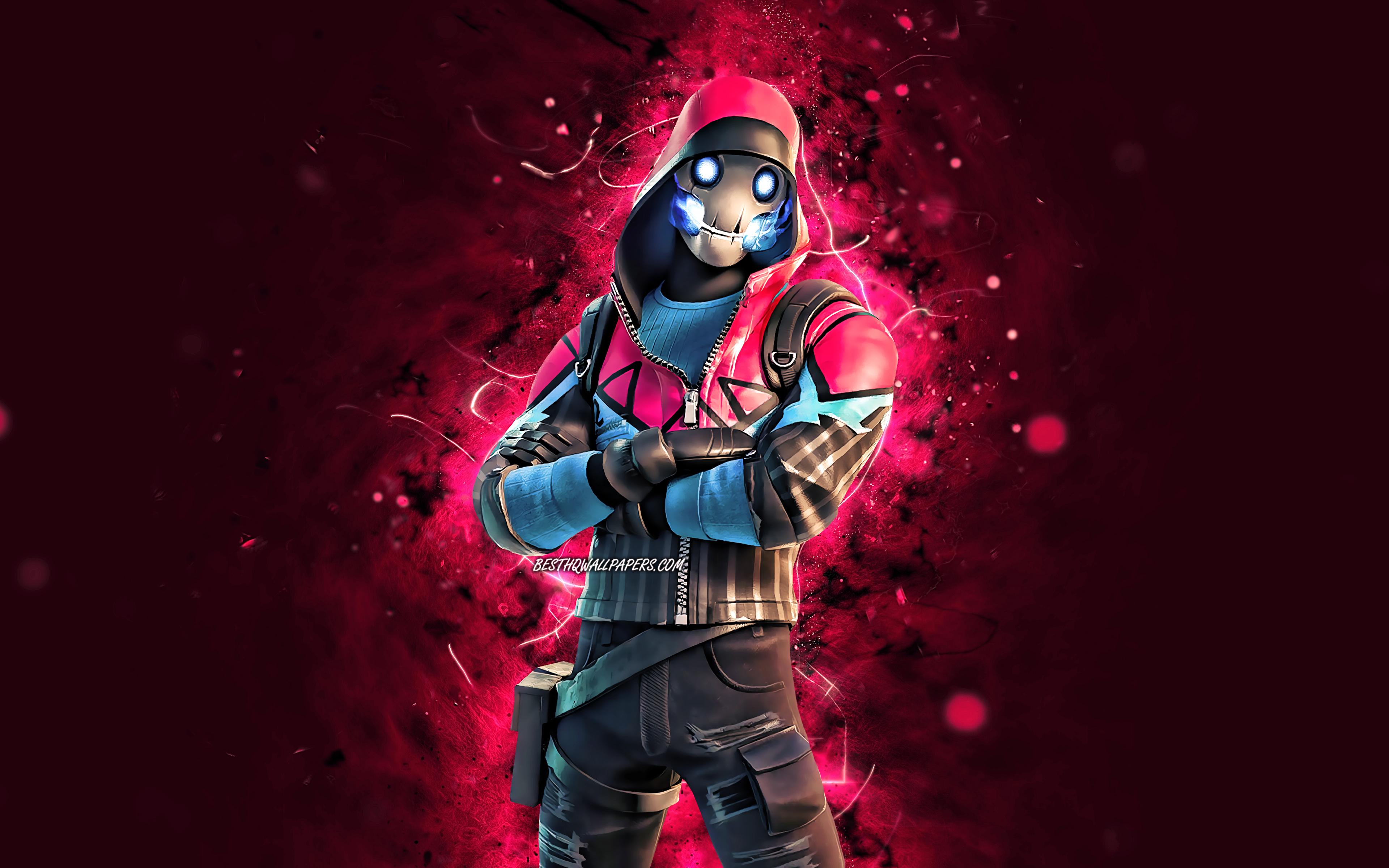 3840x2400 Download wallpaper Bonehead, 4k, purple neon lights, 2020 games, Fortnite Battle Royale, Fortnite characters, Bonehead Skin, Fortnite, Bonehead Fortnite for desktop with resolution 3840x2400. High Quality HD picture wallpaper