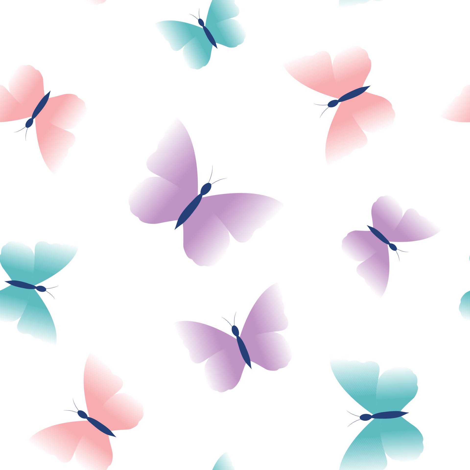 1920x1920 Seamless butterfly pattern Hand drawn cartoon animal background Design used for publications, wallpaper, fabrics, textiles Vector illustration
