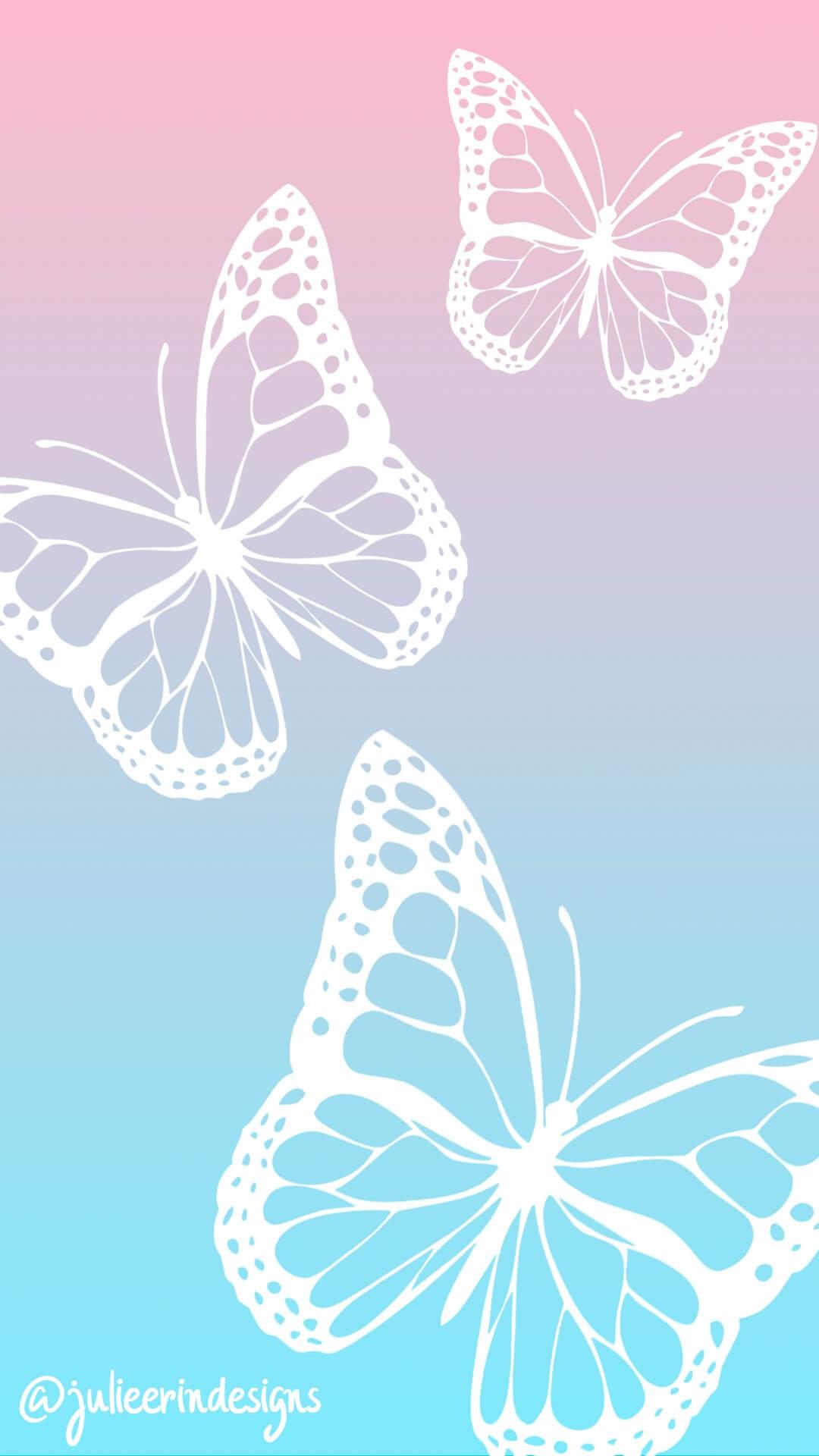 1080x1920 Blue Pink Butterfly Wallpaper Erin Designs