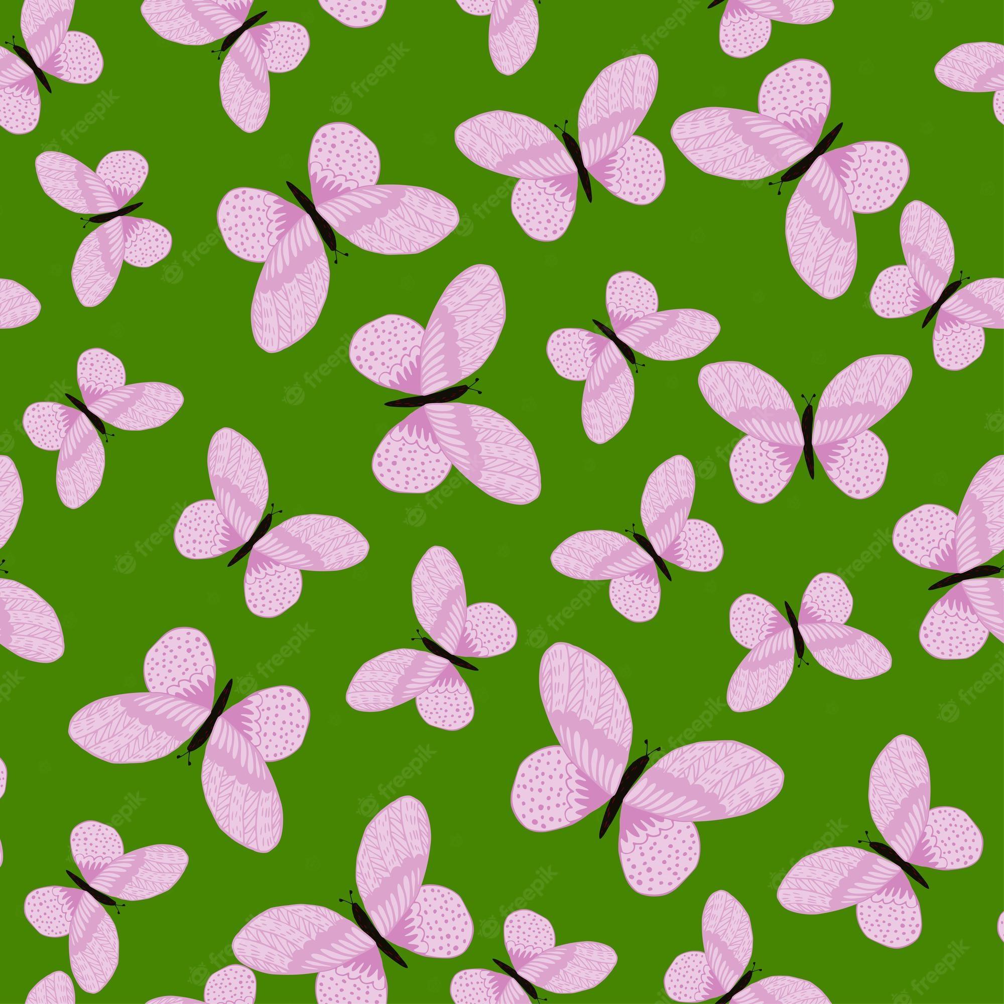2000x2000 Premium Vector. Butterfly pattern seamless in freehand style. cute insect which fly in a meadow on colorful background. vector illustration for textile prints, fabric, banners, backdrops and wallpaper