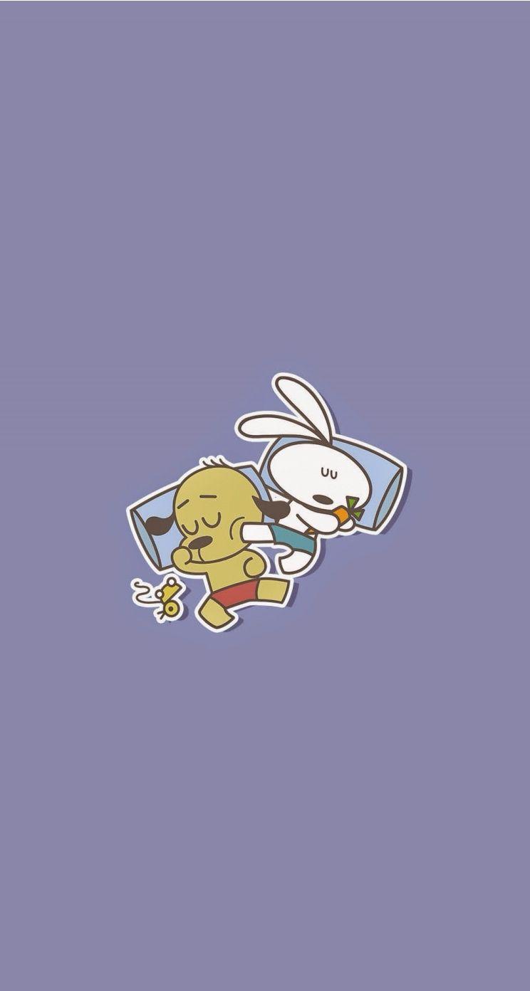 744x1392 Cute sleeping Bunny and the dog wallpaper for iPhone. Tap to