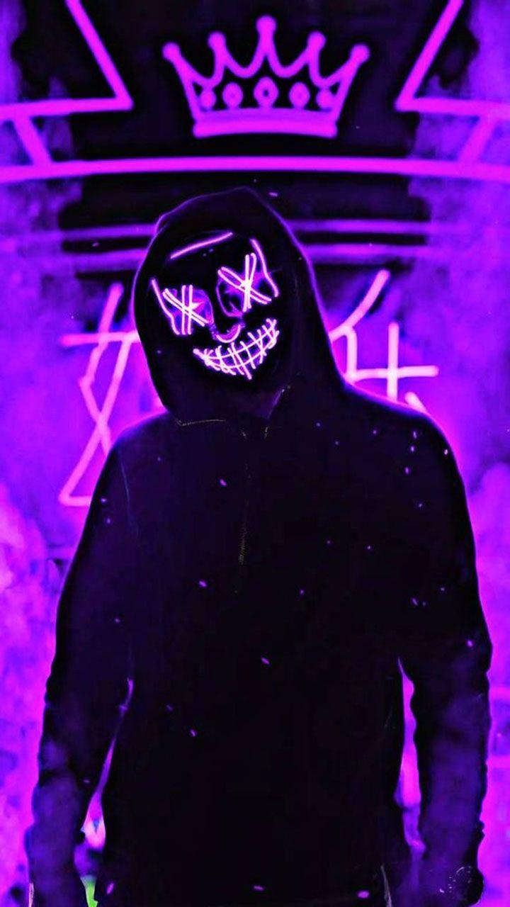 720x1280 Neon Halloween Mask. Purple wallpaper, Smoke wallpaper, Joker iphone wallpaper