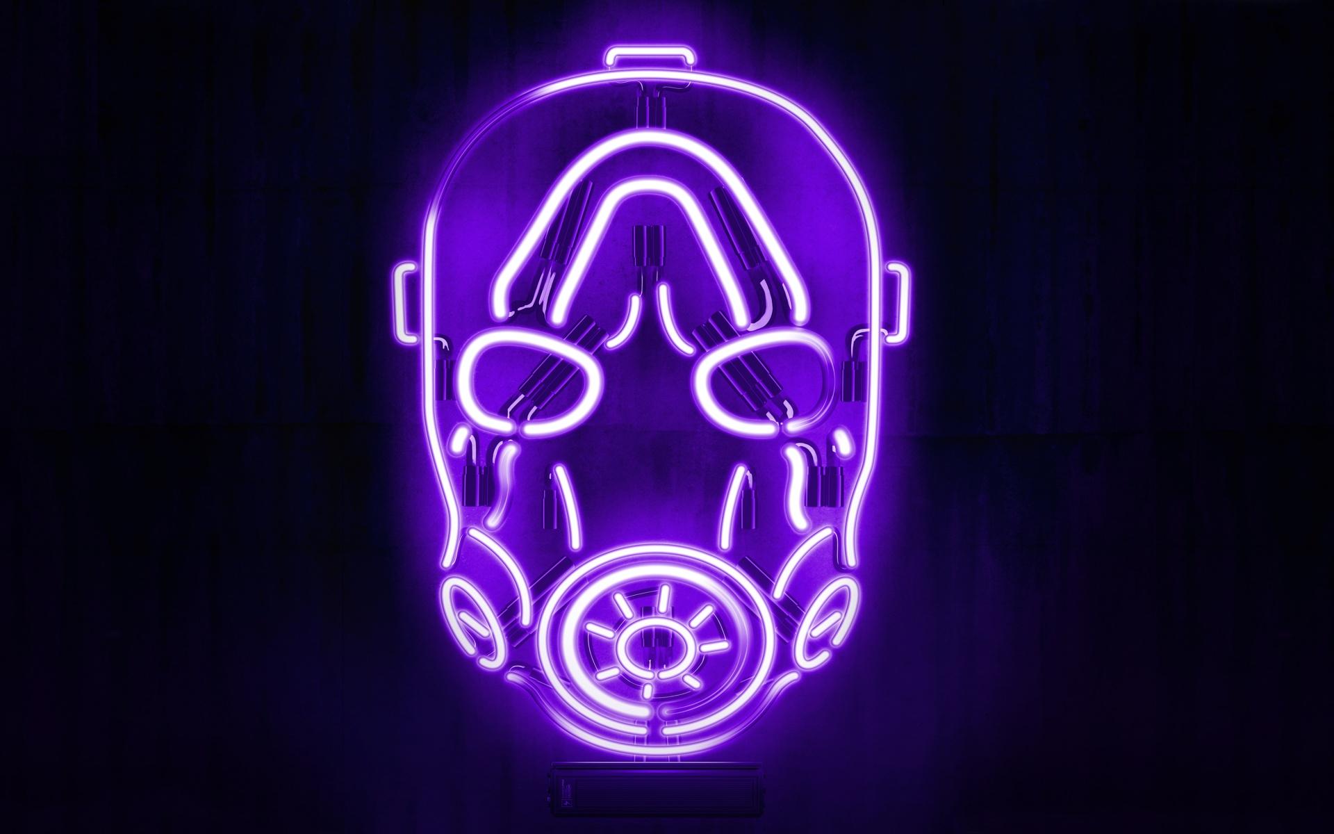 1920x1200 Borderlands Psycho Mask Wallpaper 4K, Neon, Black background, Graphics CGI