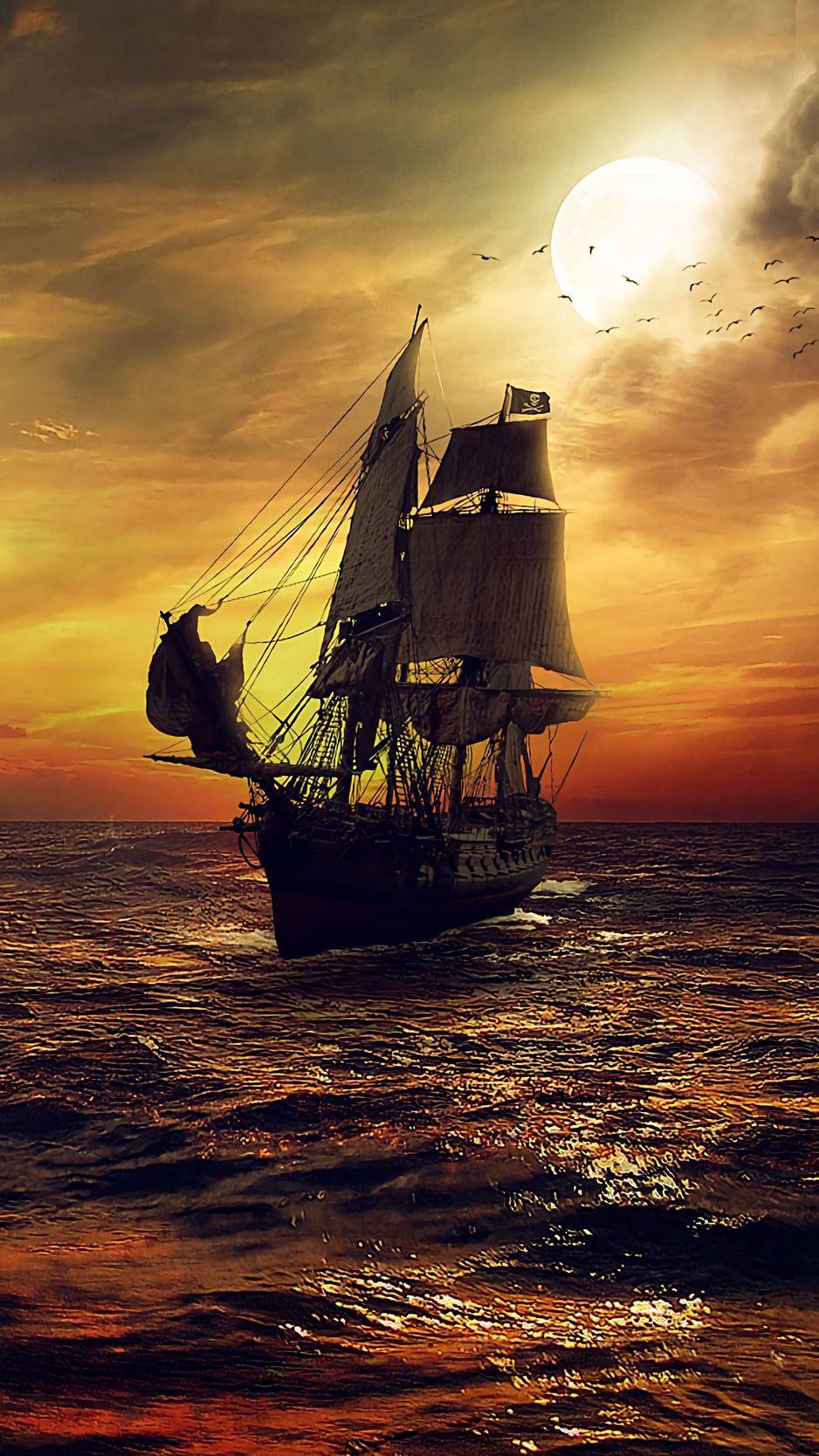 938x1668 Download Wallpaper 938x1668 Ship, Sun, Sunset, Sails Iphone 8 7 6s 6 For Parallax HD Background