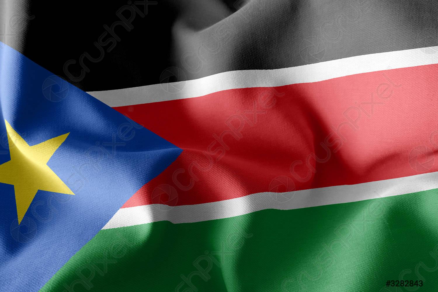 1500x1000 3D illustration flag of South Sudan Waving on the wind