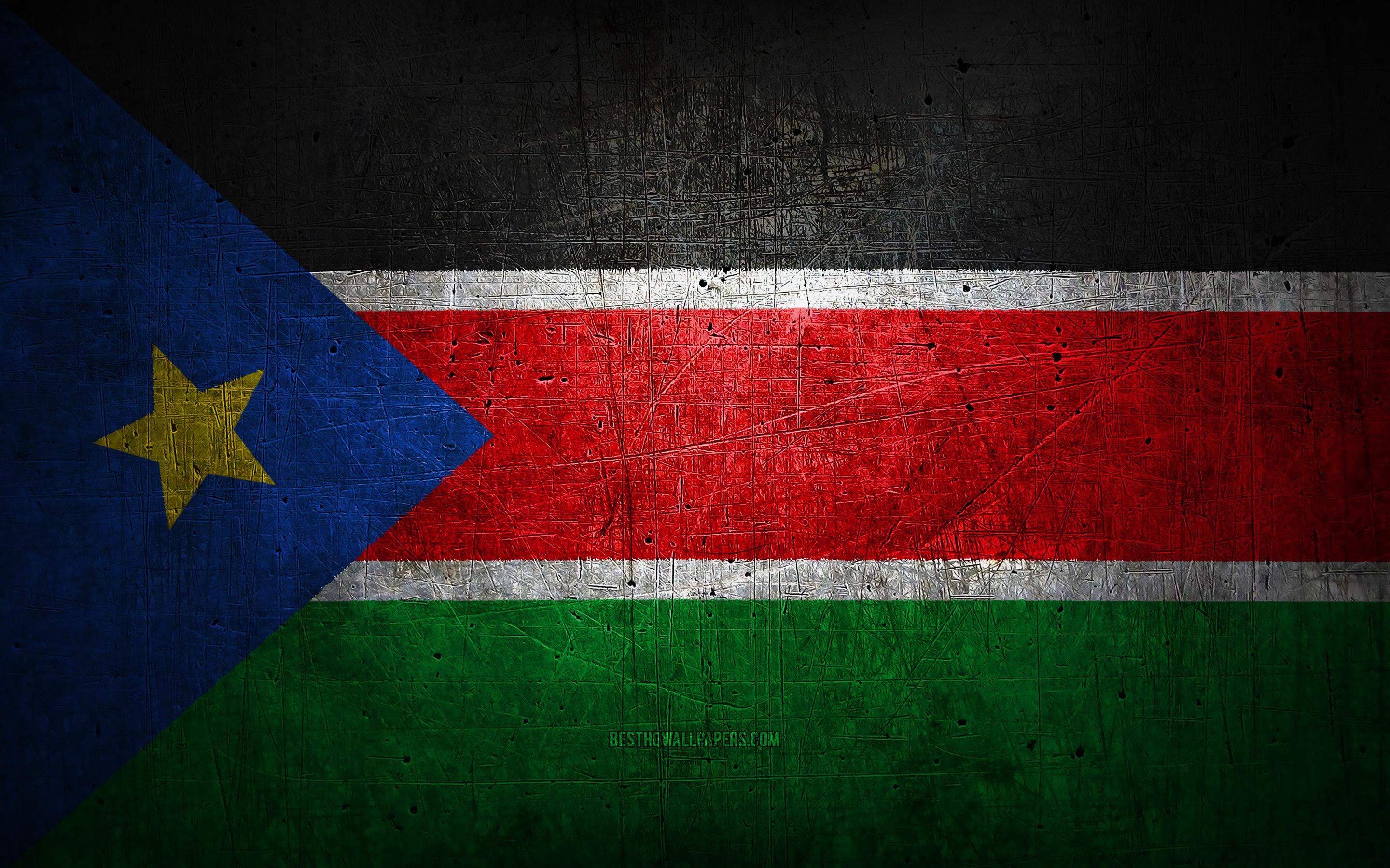 2880x1800 Download wallpaper South Sudanese metal flag, grunge art, African countries, Day of South Sudan, national symbols, South Sudan flag, metal flags, Flag of South Sudan, Africa, South Sudanese flag, South Sudan for