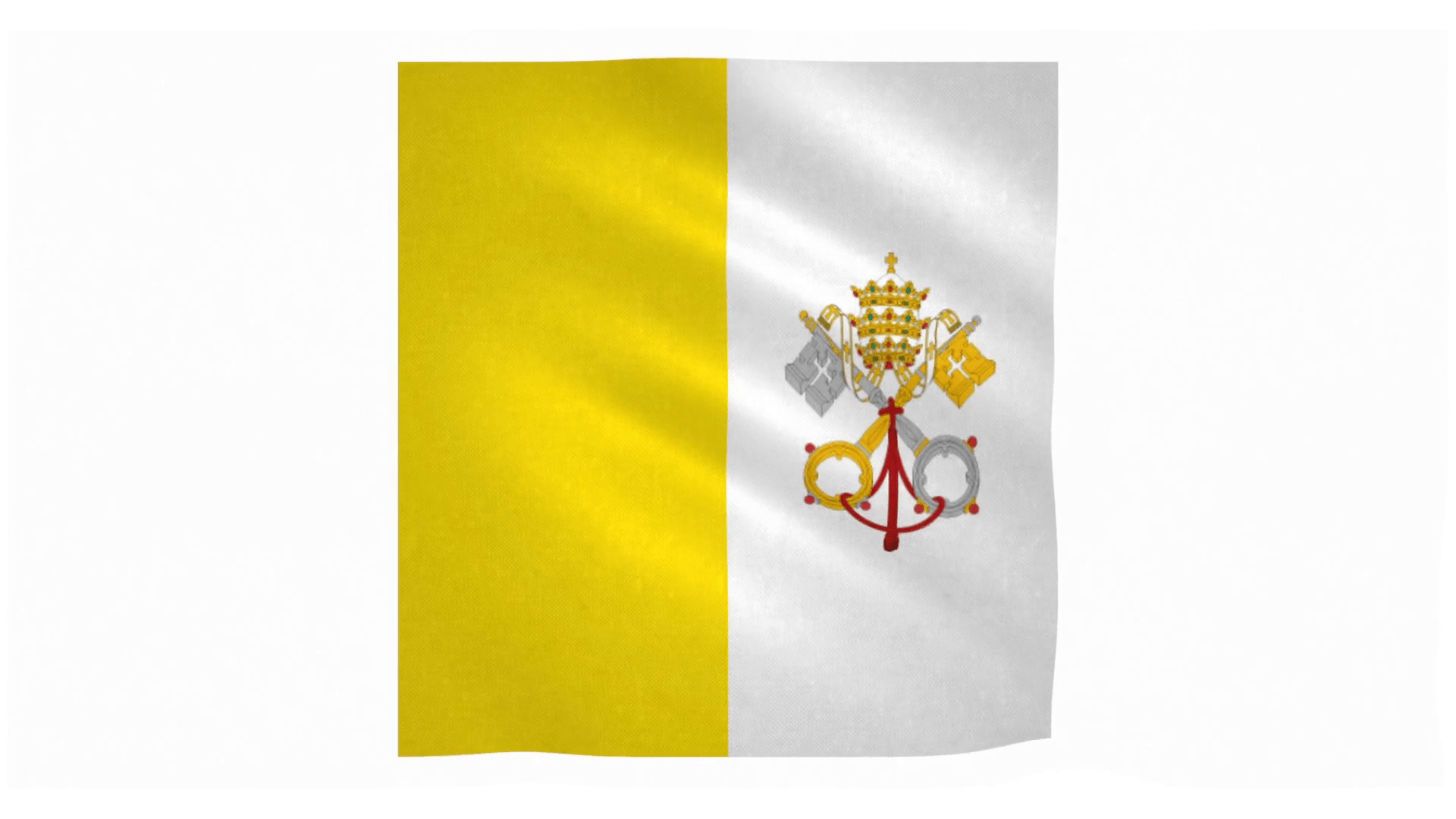 1920x1080 Flag of Vatican City waving on white background Motion Background